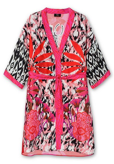 Kimono im Mustermix, aus Viskose-Satin - pink bedruckt | sheego
