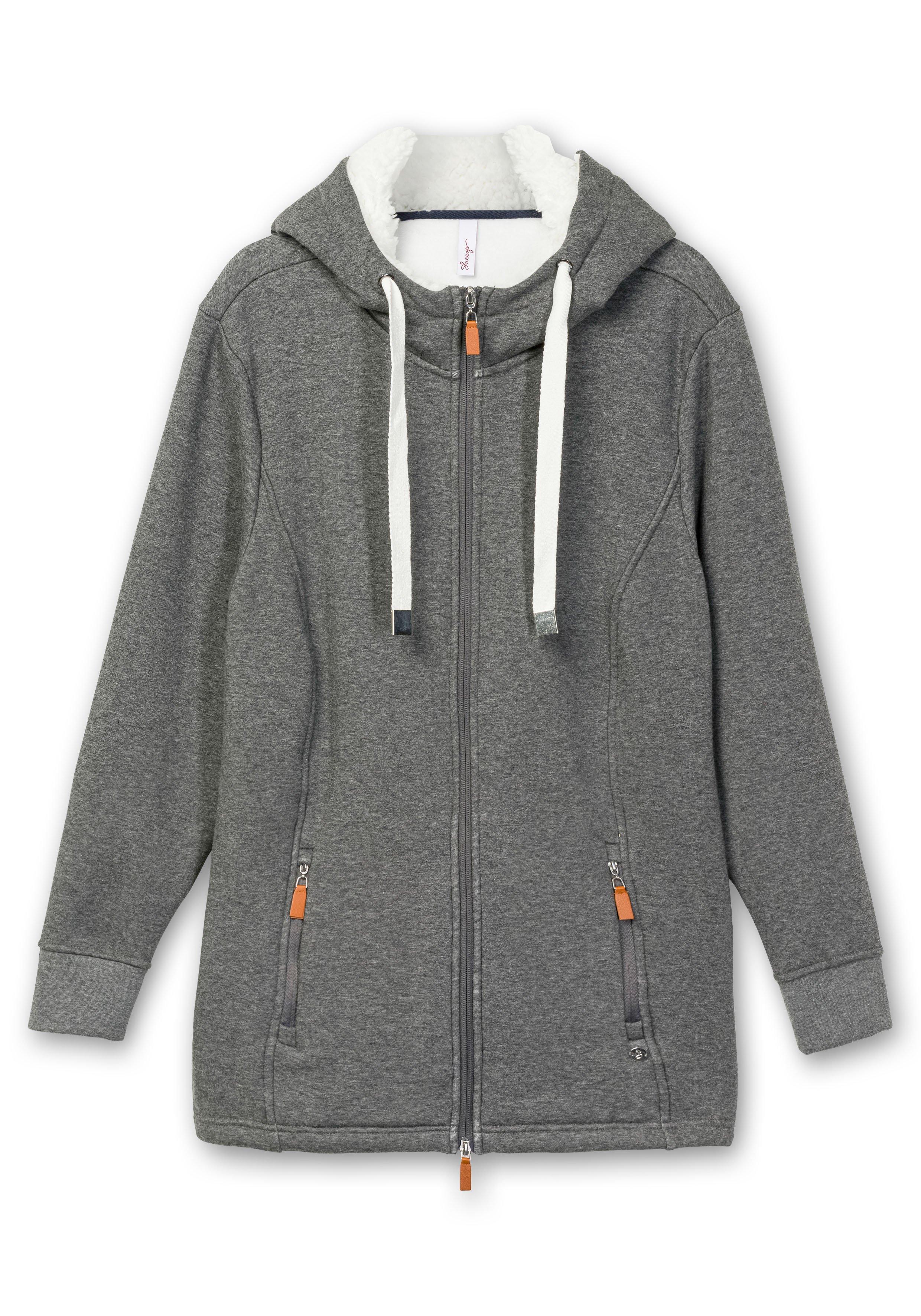 grau - | Teddyfutter-Kapuze sheego mit meliert Sweatjacke