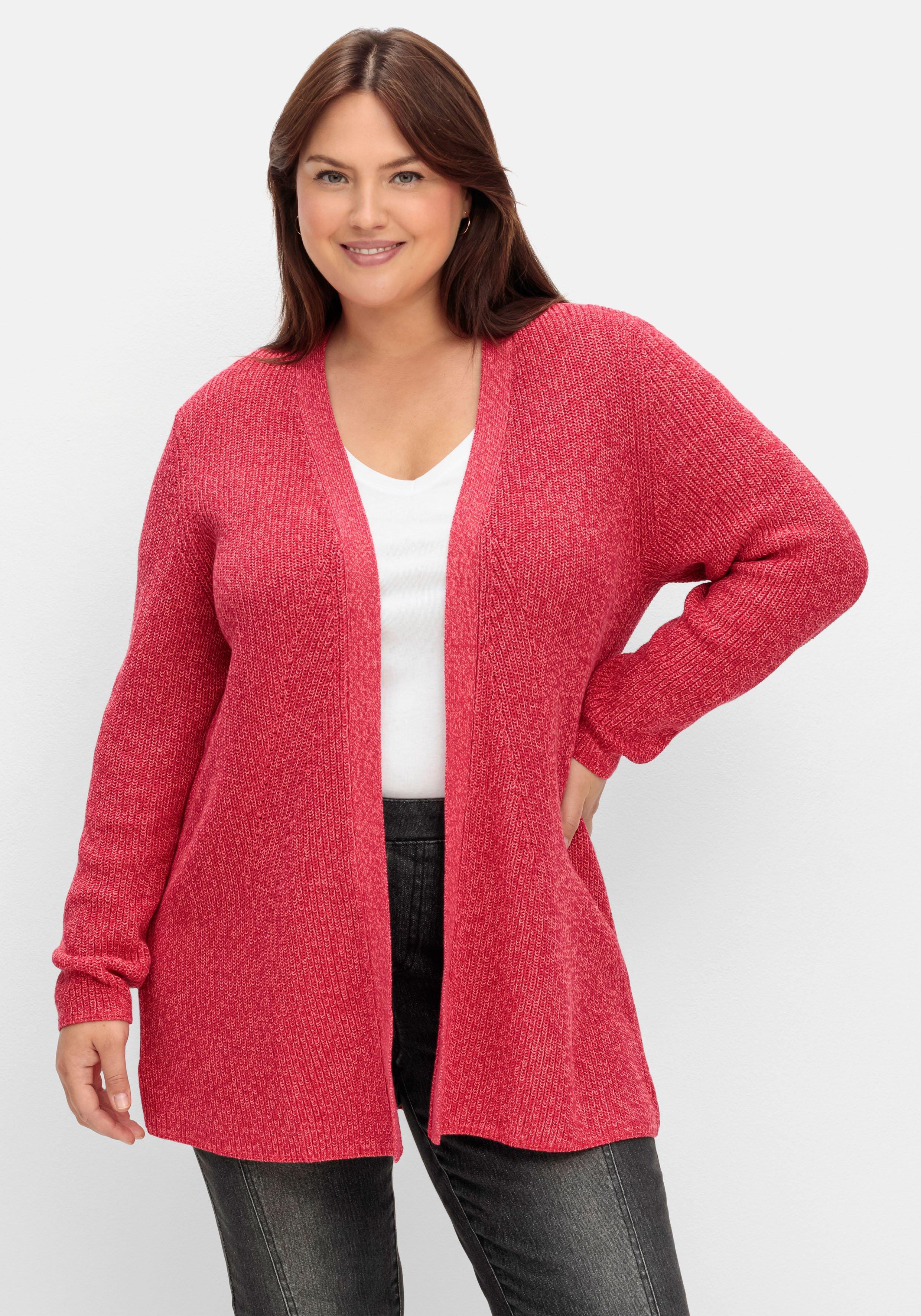 sheego Longstrickjacke im Patentstrickmuster - magenta meliert sheego