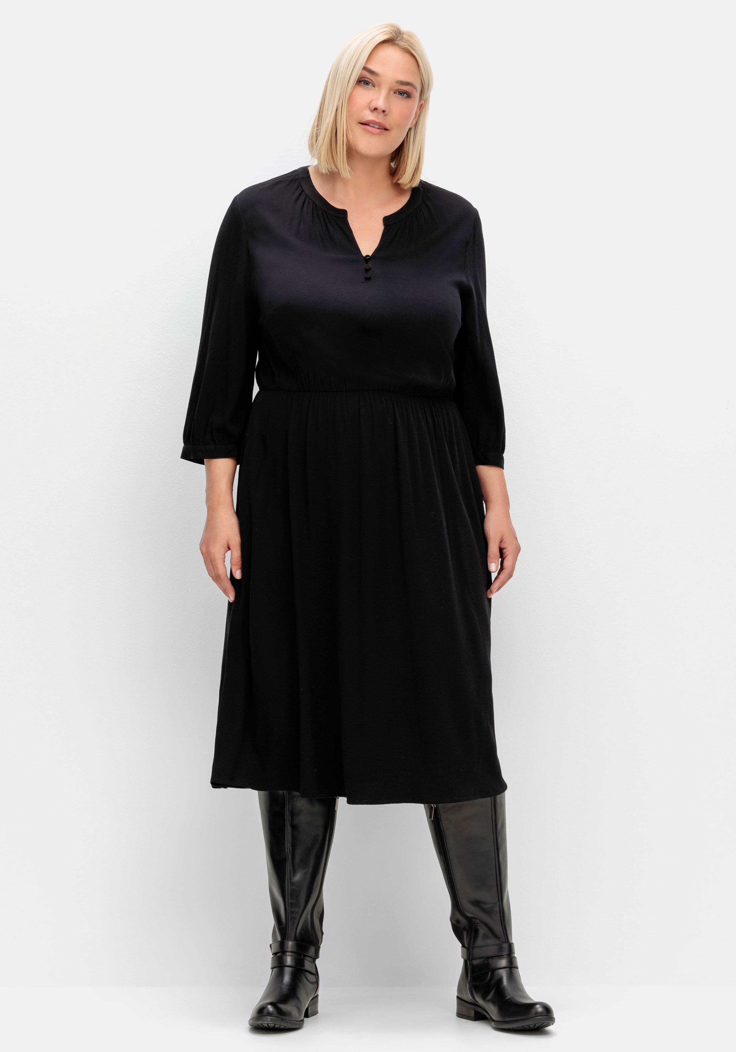 Tailliertes Kleid Taschen, in Strukturqualität | sheego - schwarz mit