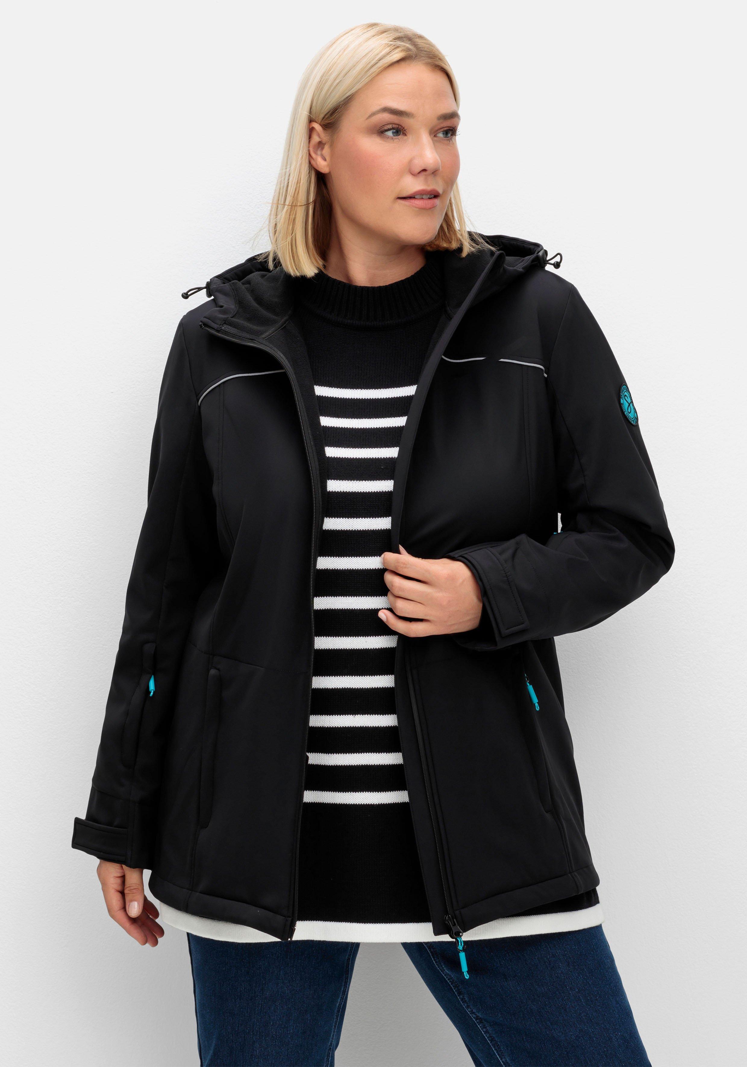 und | - sheego Skijacke Softshell, schwarz aus windabweisend wasser-