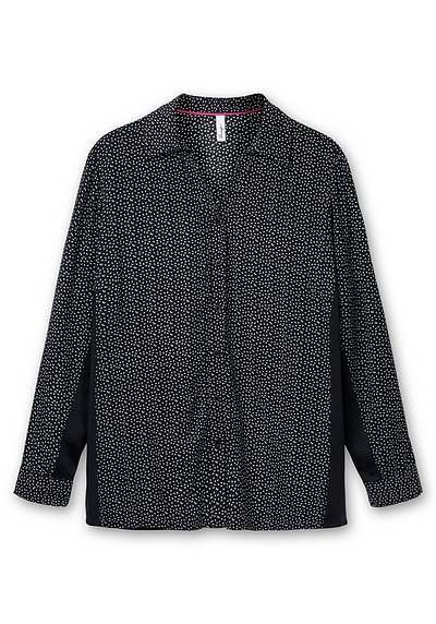 Bluse mit Print und elastischen Einsätzen - schwarz gemustert | sheego