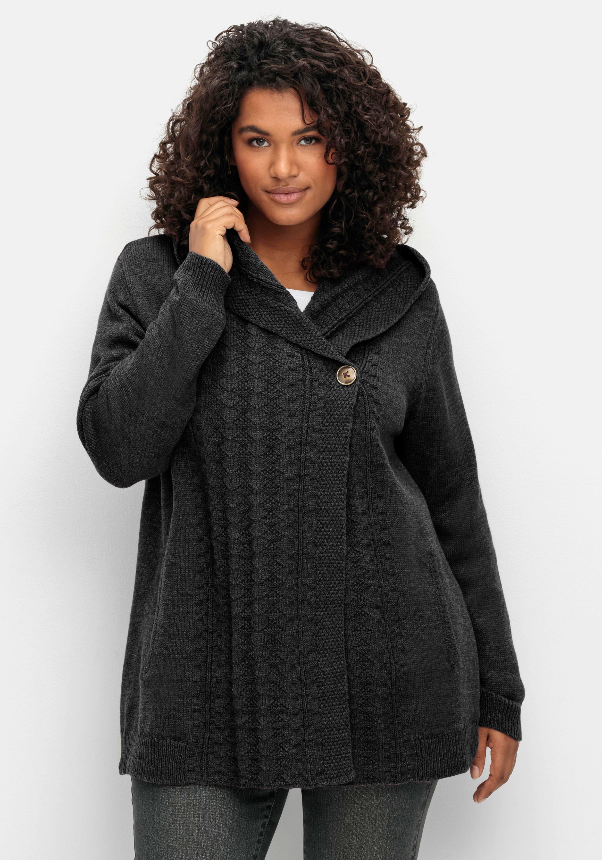 sheego by Joe Browns Cardigan mit Kapuze und Knopfverschluss - anthrazit sheego