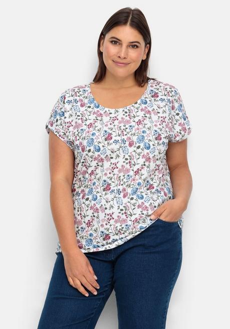 Shirt mit floralem Alloverprint - weiß bedruckt - 40