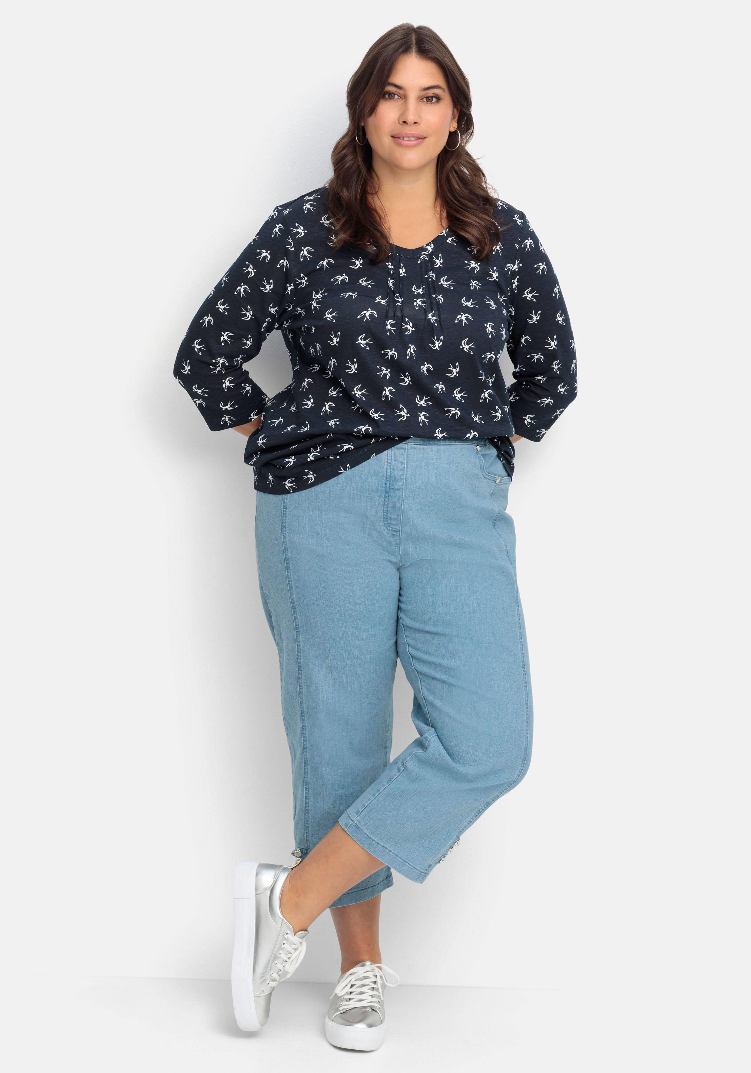 sheego 7/8-Jeans mit Zierknöpfen am Saum - blue Denim sheego