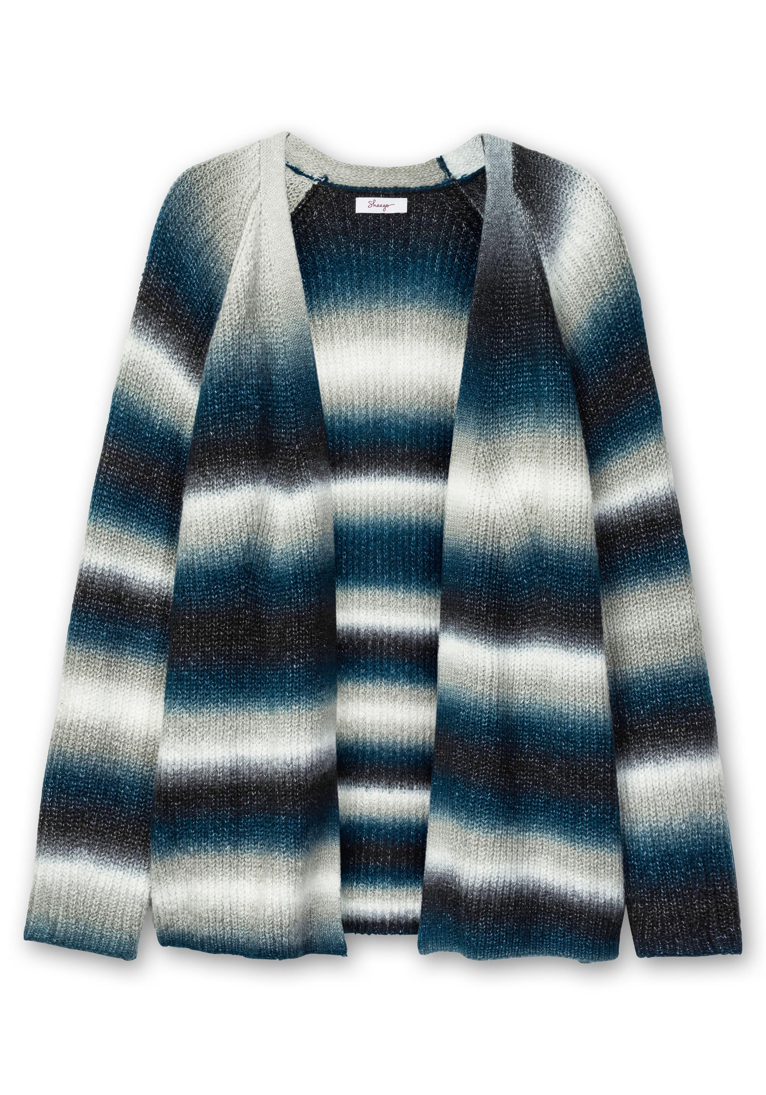 Farbverlauf, Multicolorgarn aus - | Strickjacke sheego mit gestreift blau