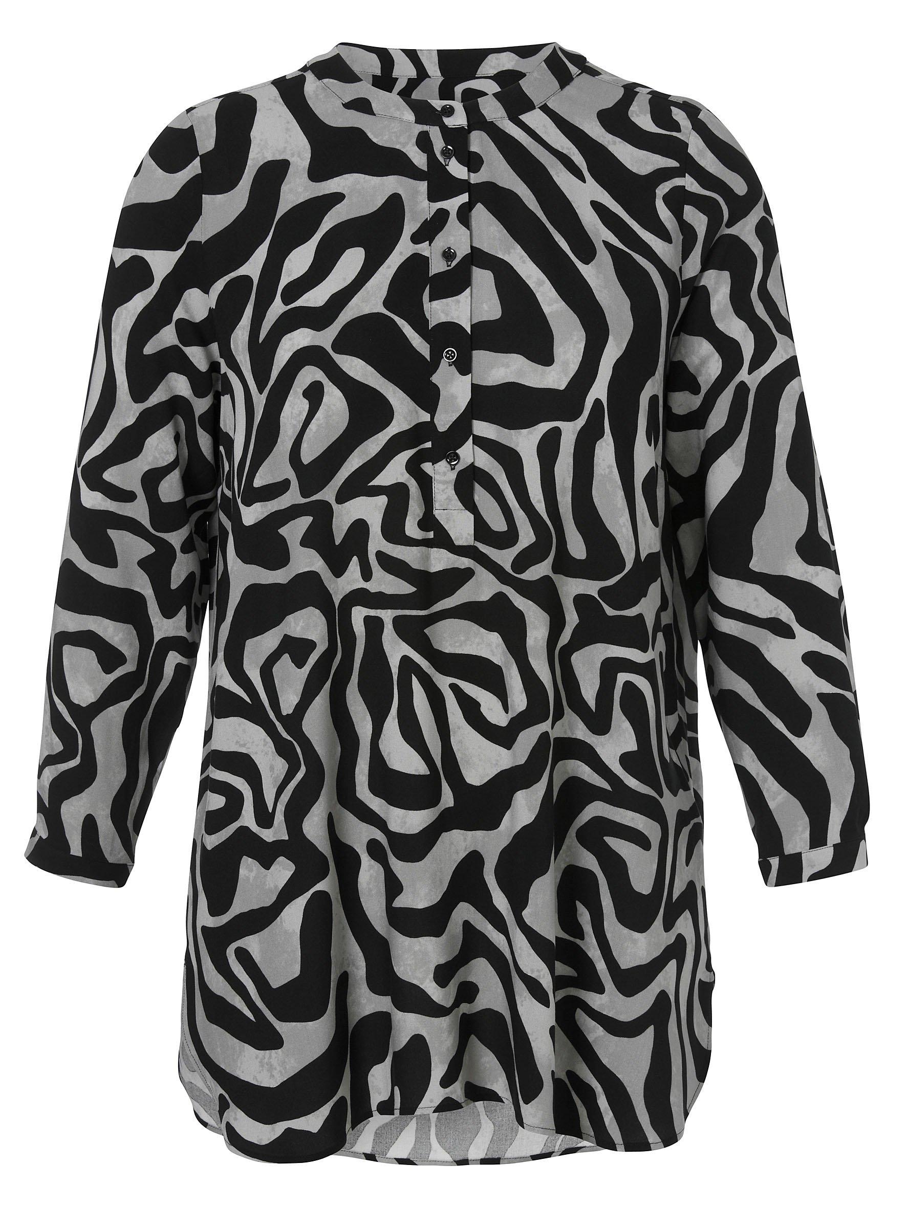 Große Größen: Tunika mit Zebraprint, in Longform, schwarz bedruckt, Gr.42-54 product