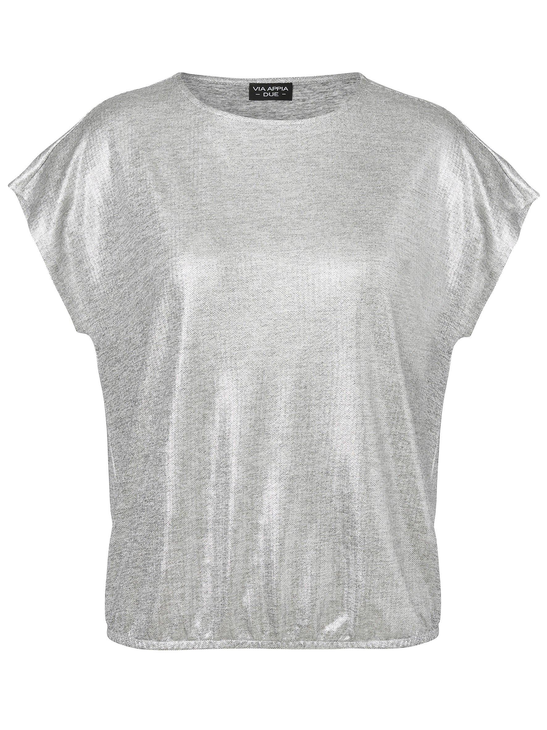 Große Größen: Shirt mit schimmerndem Foliendruck, silber, Gr.42-54 product