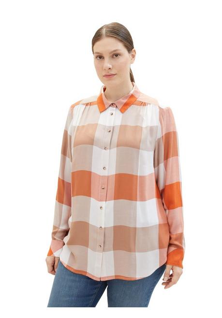 Bluse mit Karomuster, aus Viskose - orange bedruckt - 44
