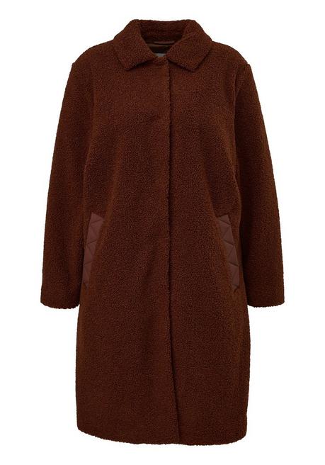 Mantel aus Teddyplüsch, mit Druckknopfleiste - braun - 44