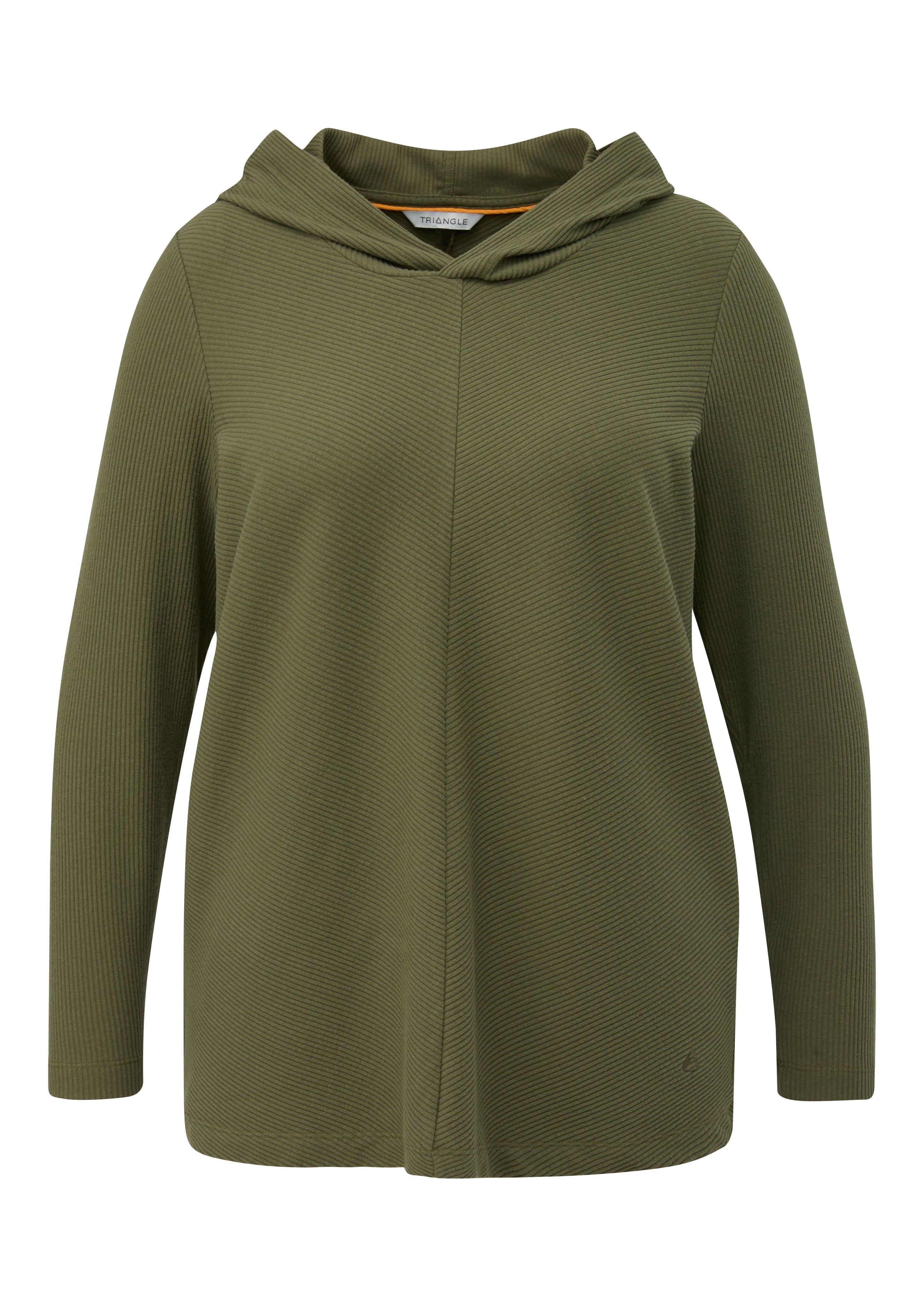 TRIANGLE Kapuzenshirt mit Teilungsnaht, in Rippstruktur - khaki sheego