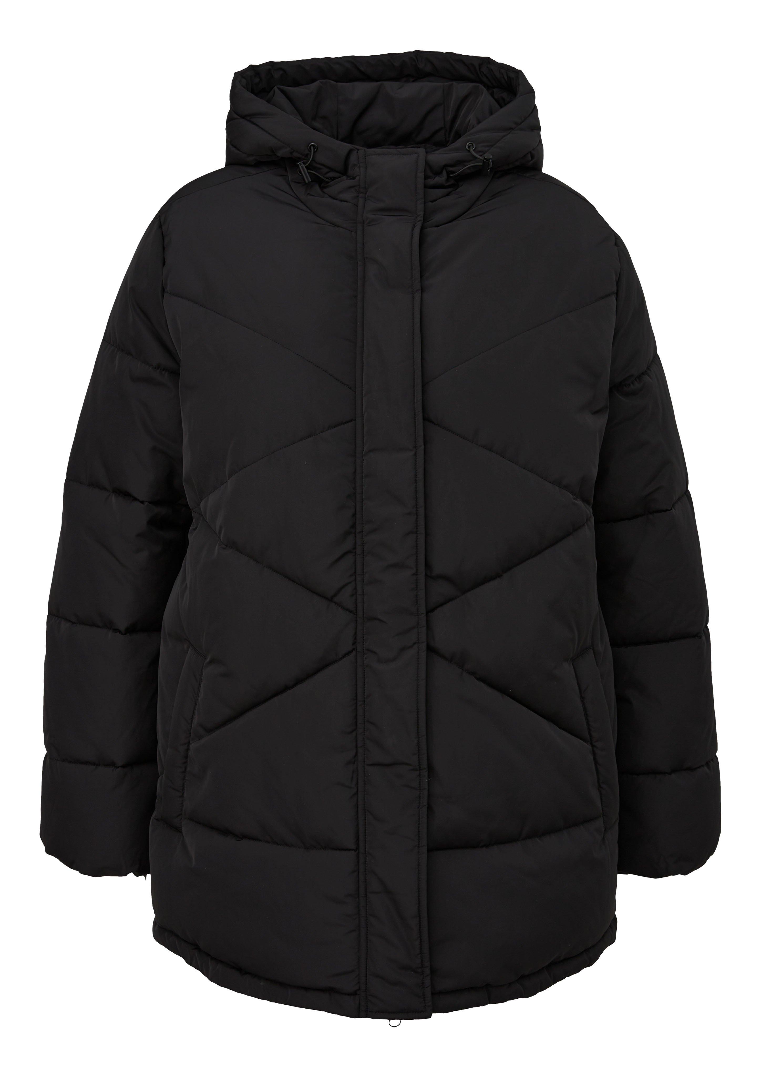 wattierte schwarz mit sheego Steppjacke - Kapuze Warm |