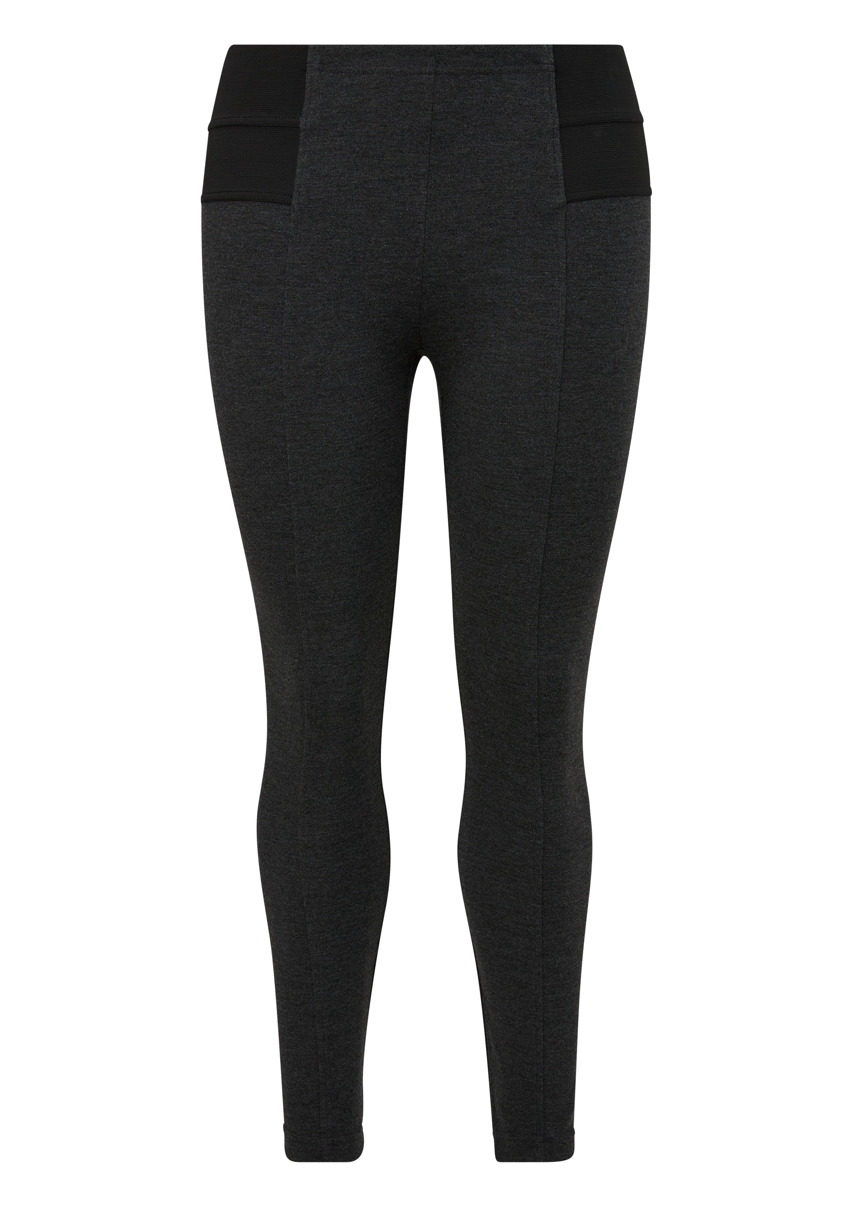 TRIANGLE Melierte Leggings mit seitlichen Stretcheinsätzen - dunkelgrau sheego