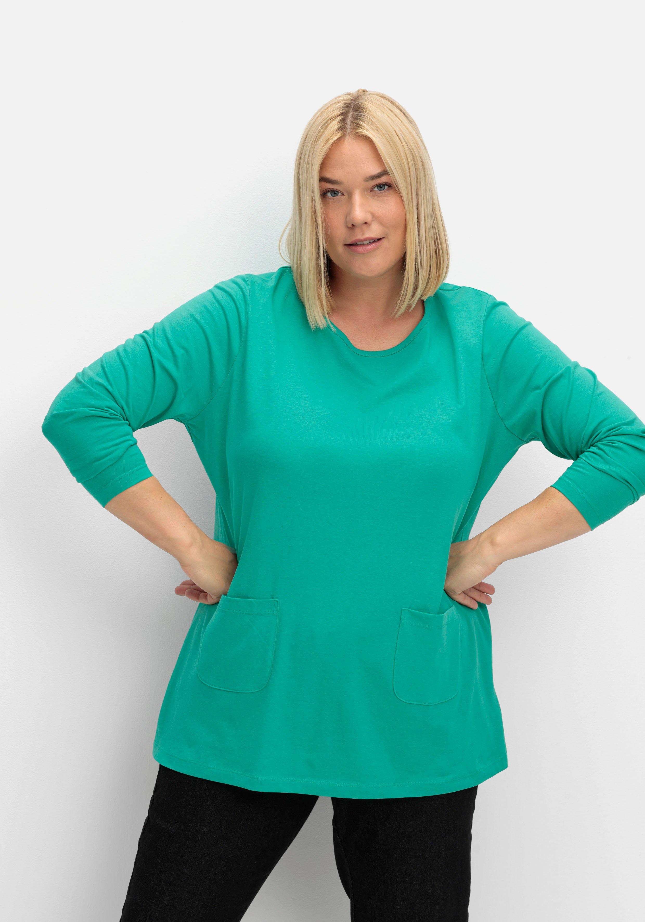 | sheego Mode Größen Größe Langarmshirts 44 › ♥ Plus Size grün große