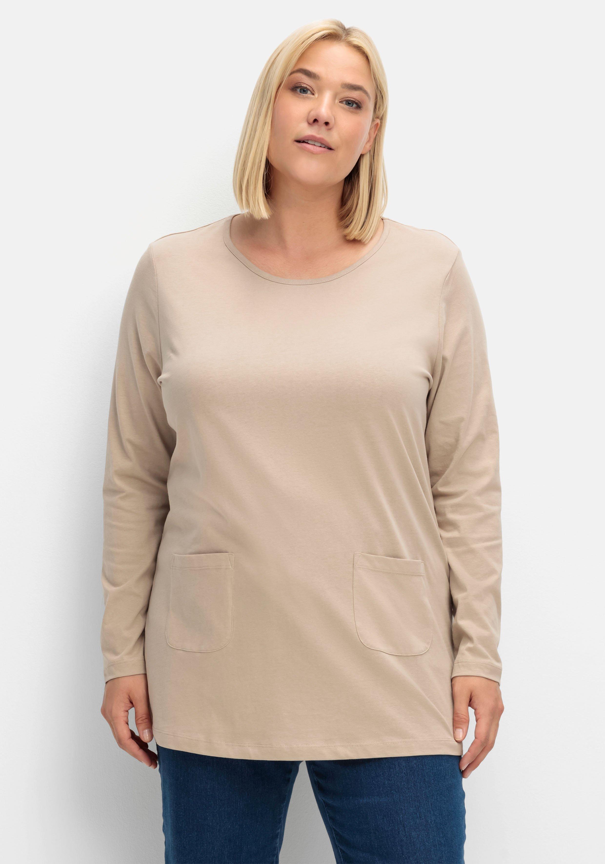 sheego Longshirt mit aufgesetzten Taschen - sand sheego