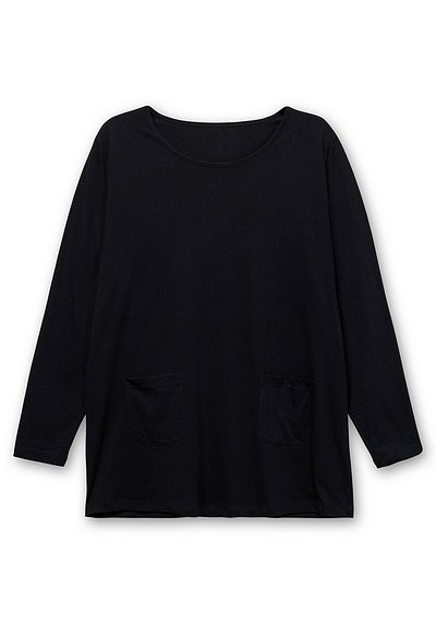Longshirt mit aufgesetzten Taschen - schwarz | sheego