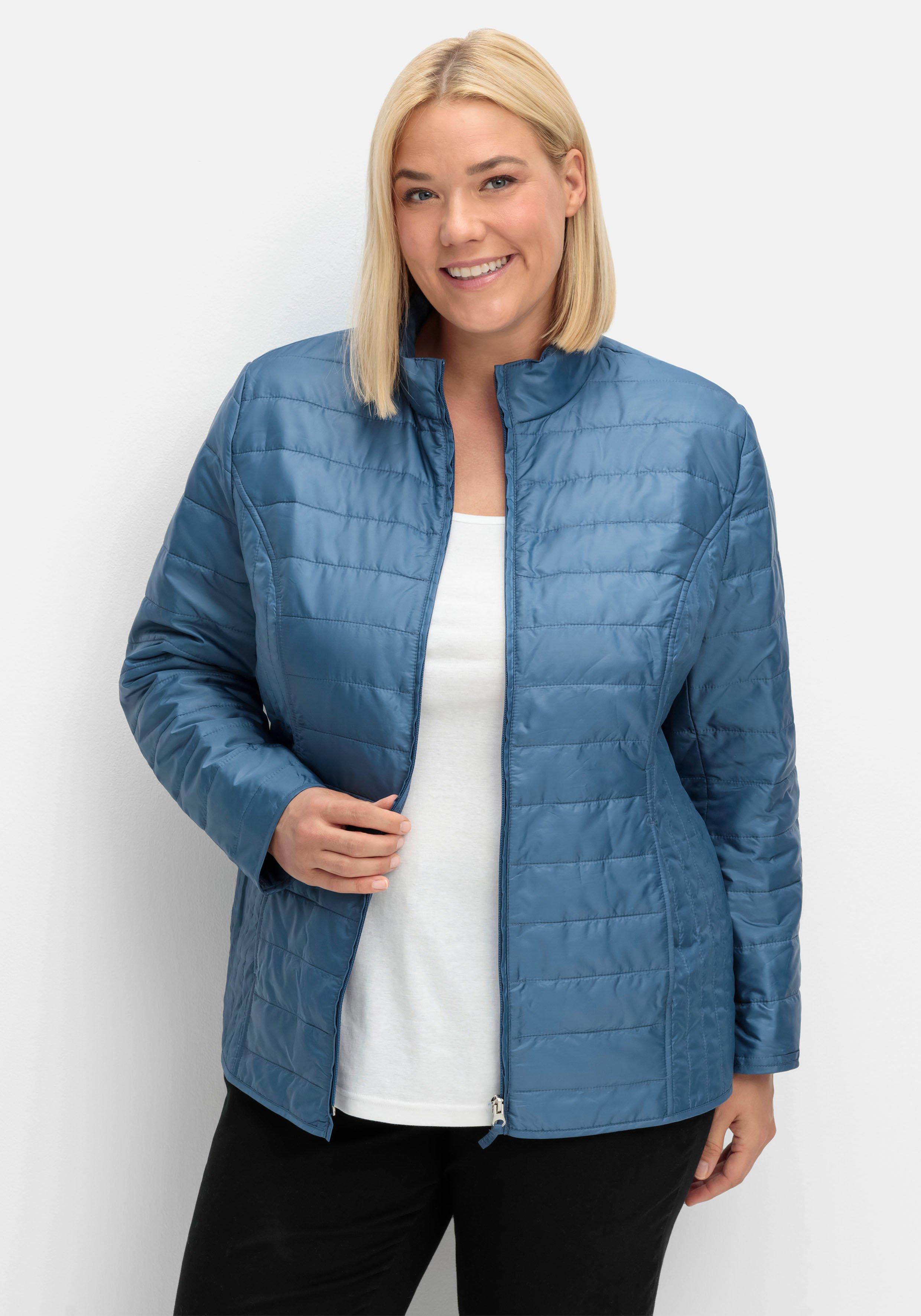 mit Stehkragen wattierte | Steppjacke sheego Leicht jeansblau -