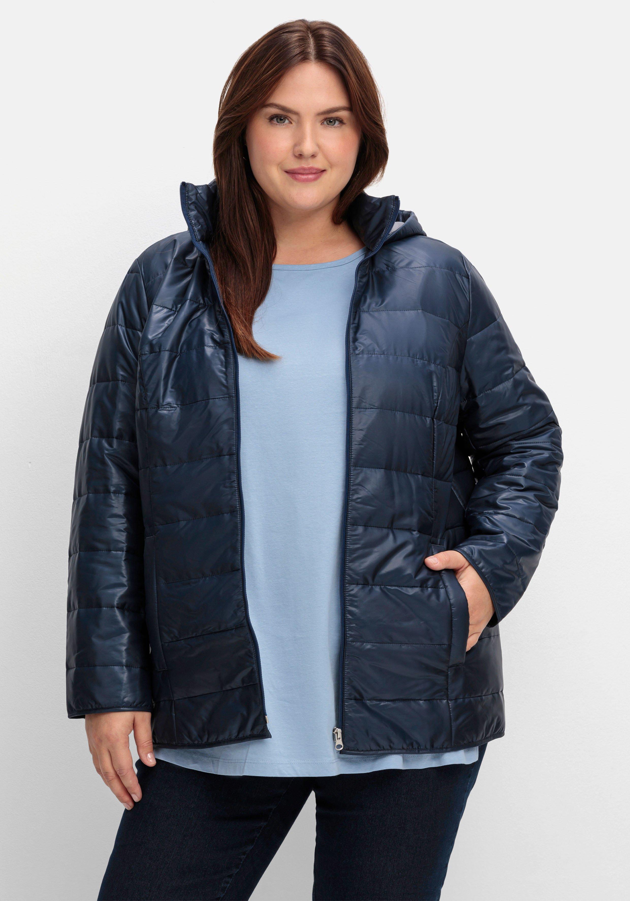 sheego Leicht wattierte Steppjacke mit Kapuze - marine sheego