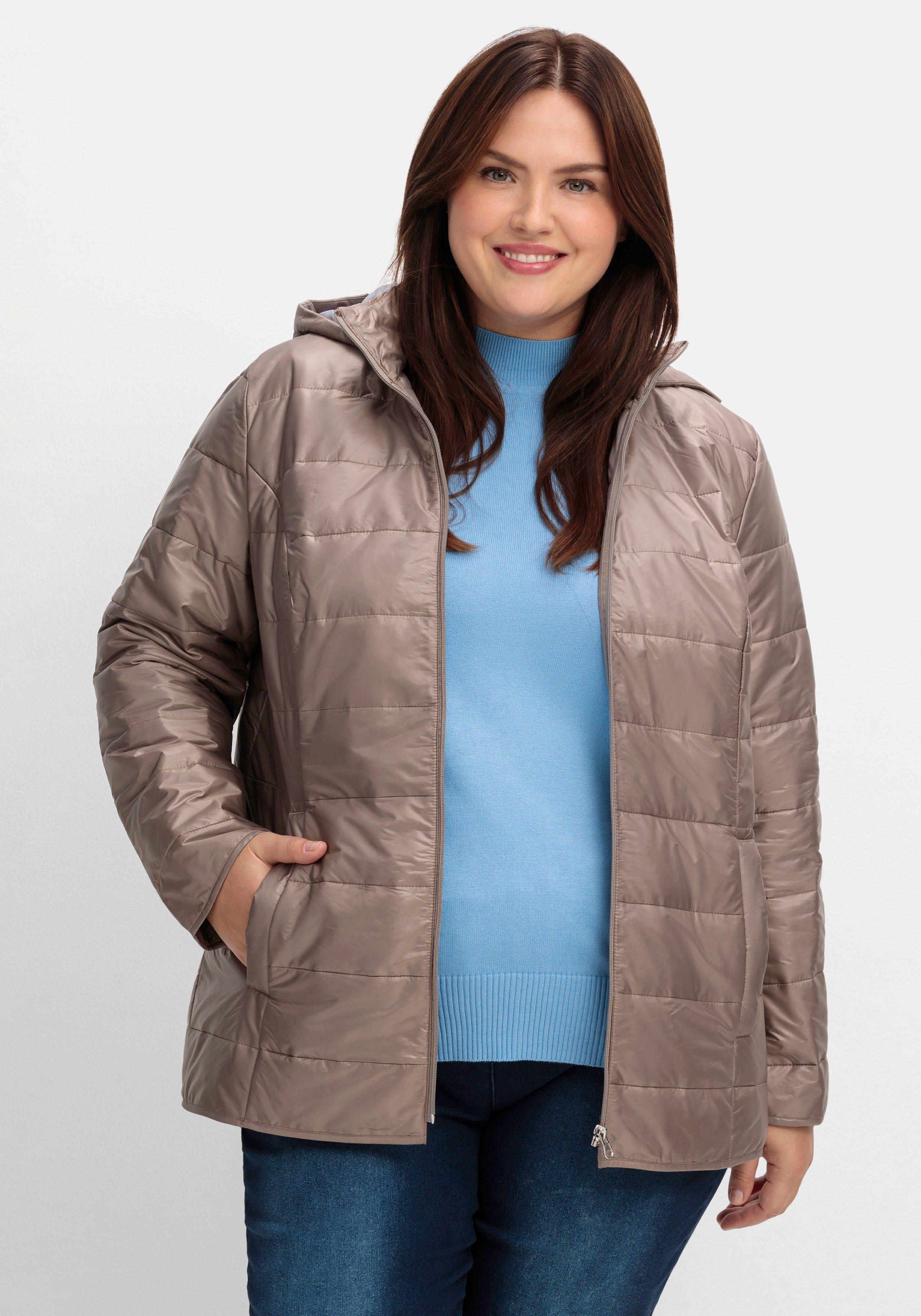 marine wattierte - Steppjacke sheego mit Leicht Kapuze |