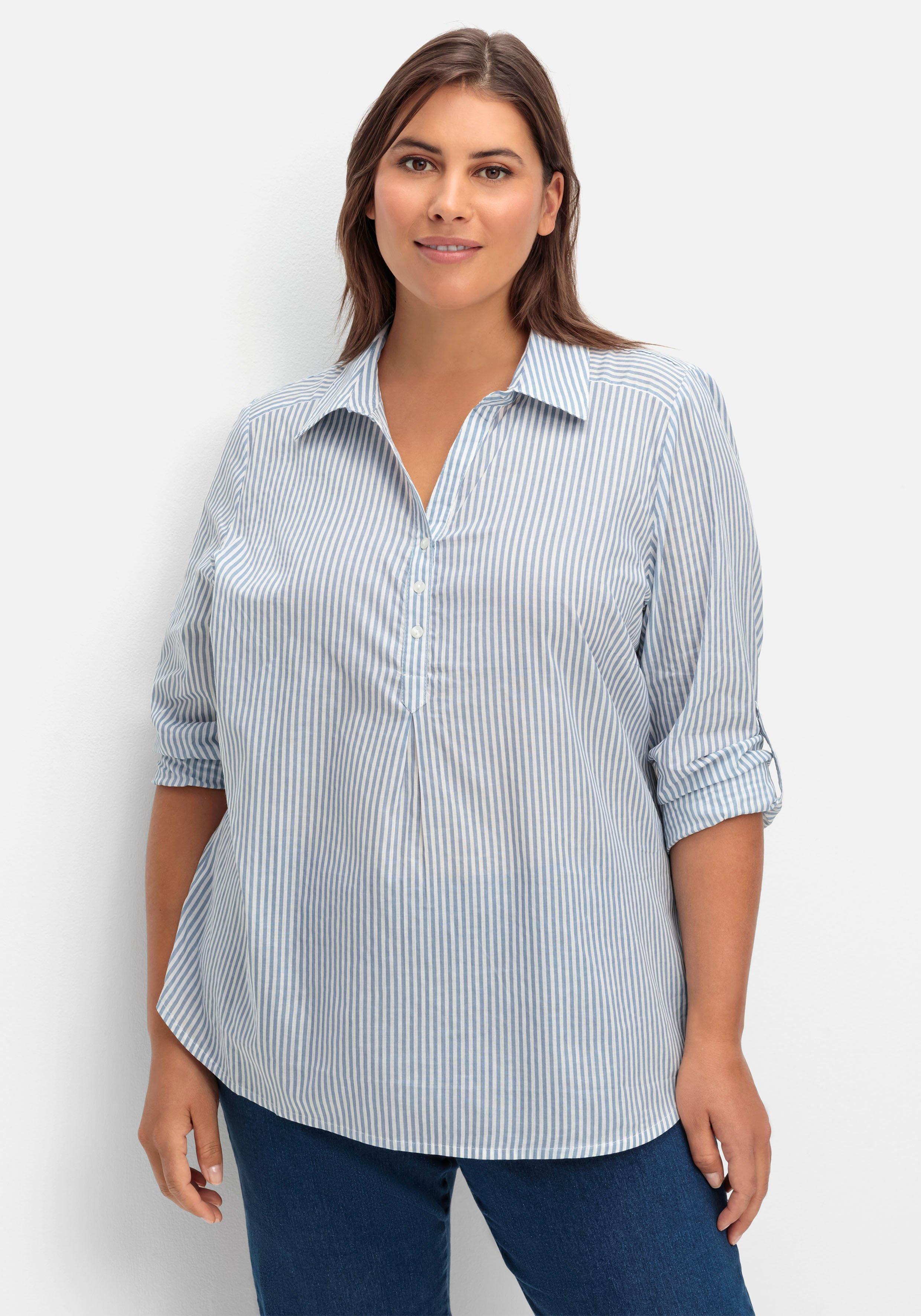 Blusen große Größen blau Langarm | sheego ♥ Plus Size Mode