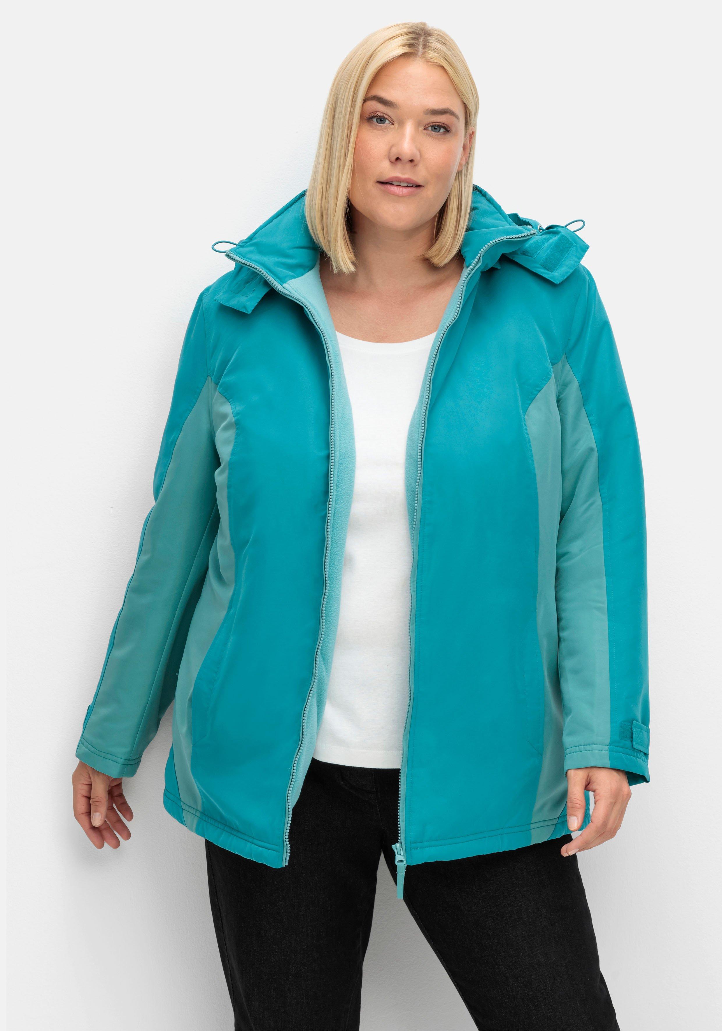 sheego Funktions-Winterjacke mit Kontrastdetails - türkis-blau sheego