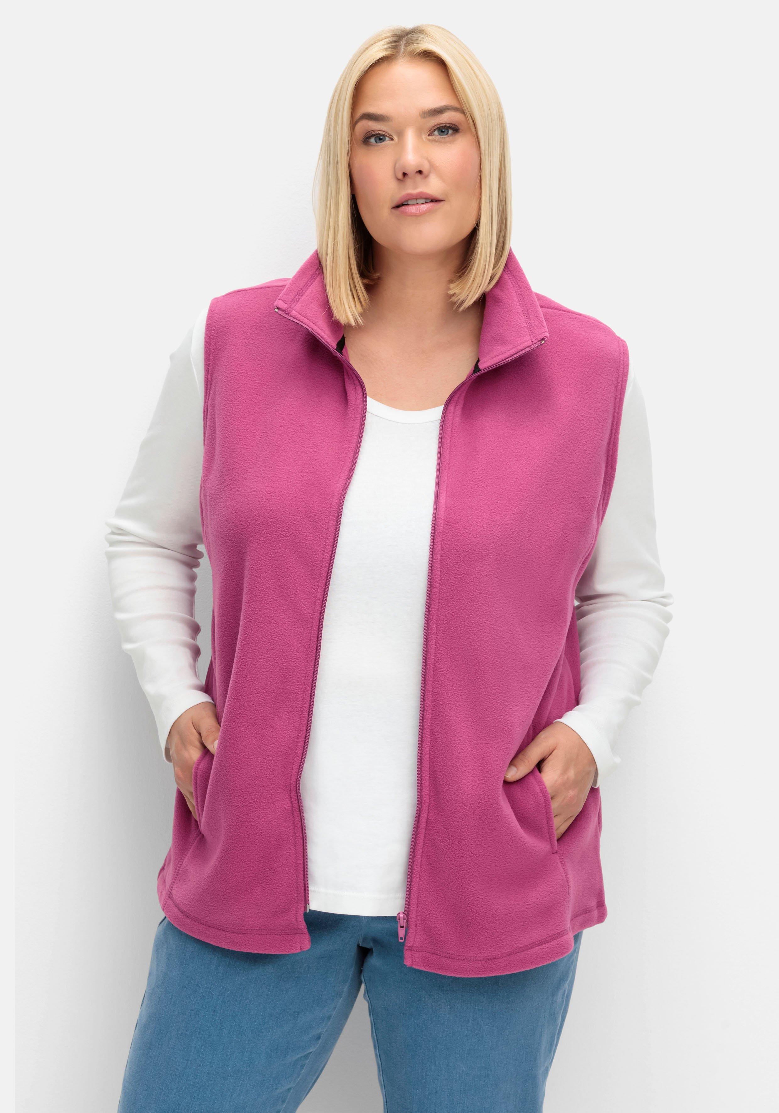 sheego Fleeceweste mit Stehkragen und Anti-Pilling-Effekt - fuchsia sheego