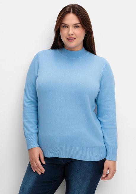 Pullover aus Feinstrick, mit Stehkragen - himmelblau - 50