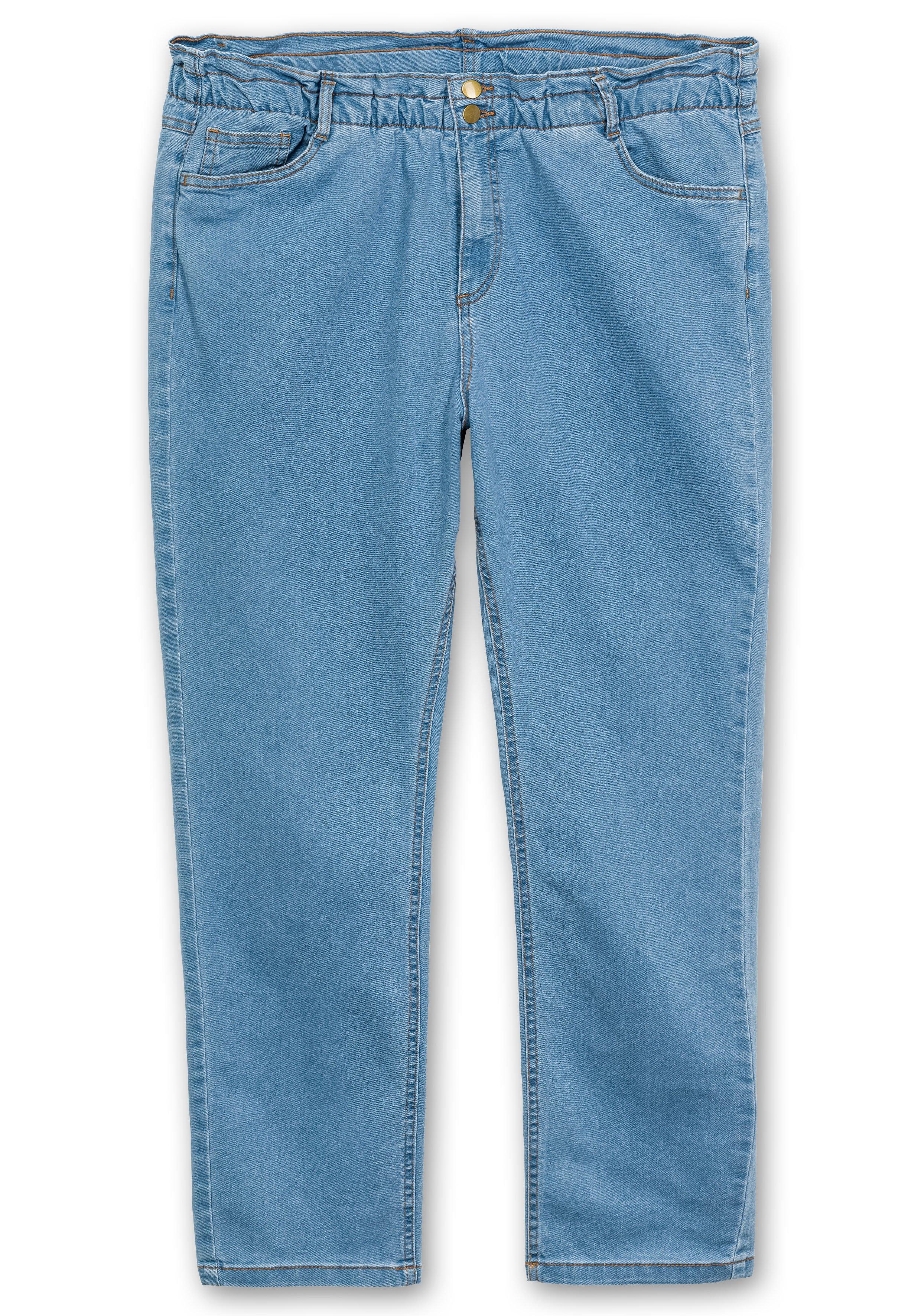 Gerade Jeans im sheego extrahohen | blue - light Paperbag-Schnitt Denim