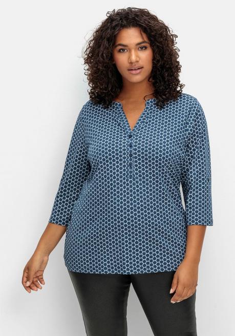 Shirt mit 3/4-Ärmeln und Grafikprint - dunkelblau bedruckt - 40