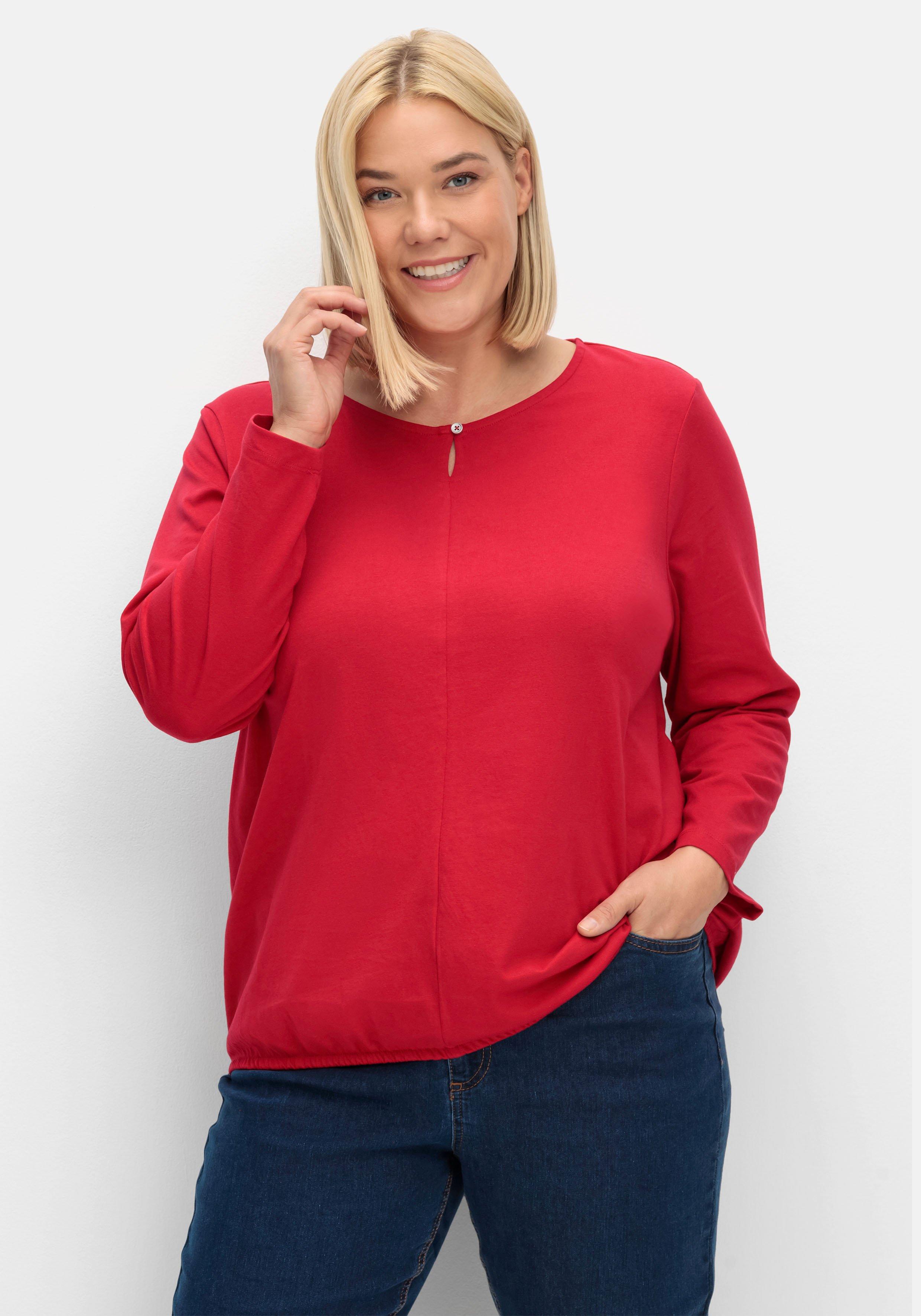 Gummizug | Saum am rot - Langarmshirt mit sheego