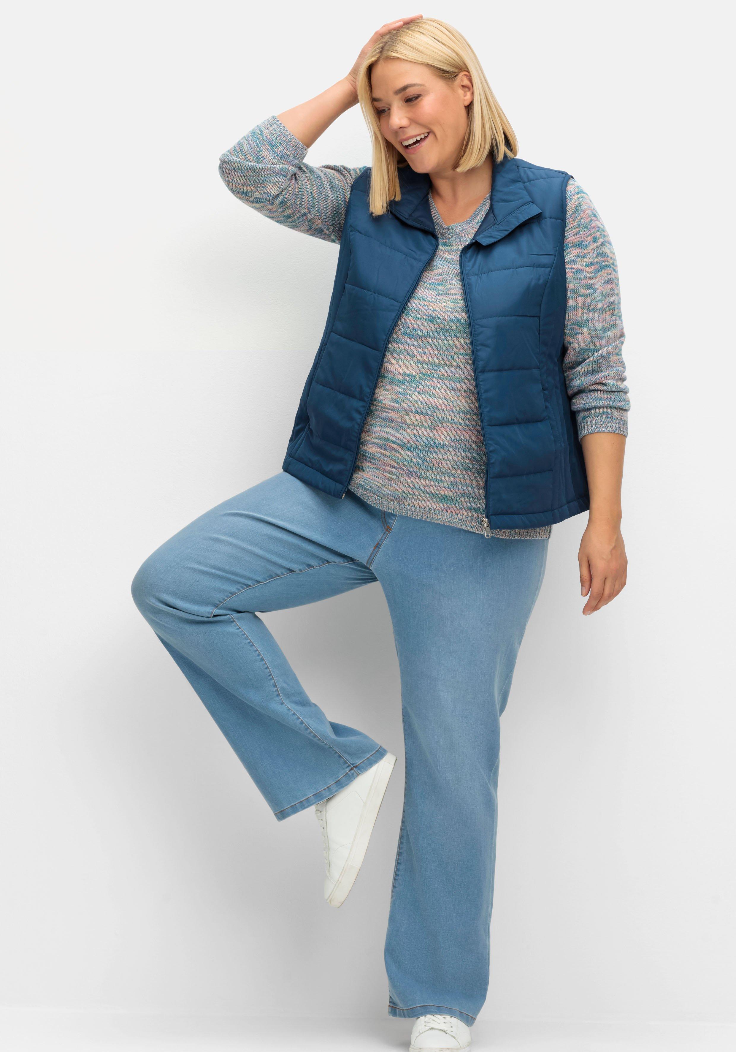 Bootcut-Jeans mit Komfortbund und - Used-Effekten dark sheego | Denim blue