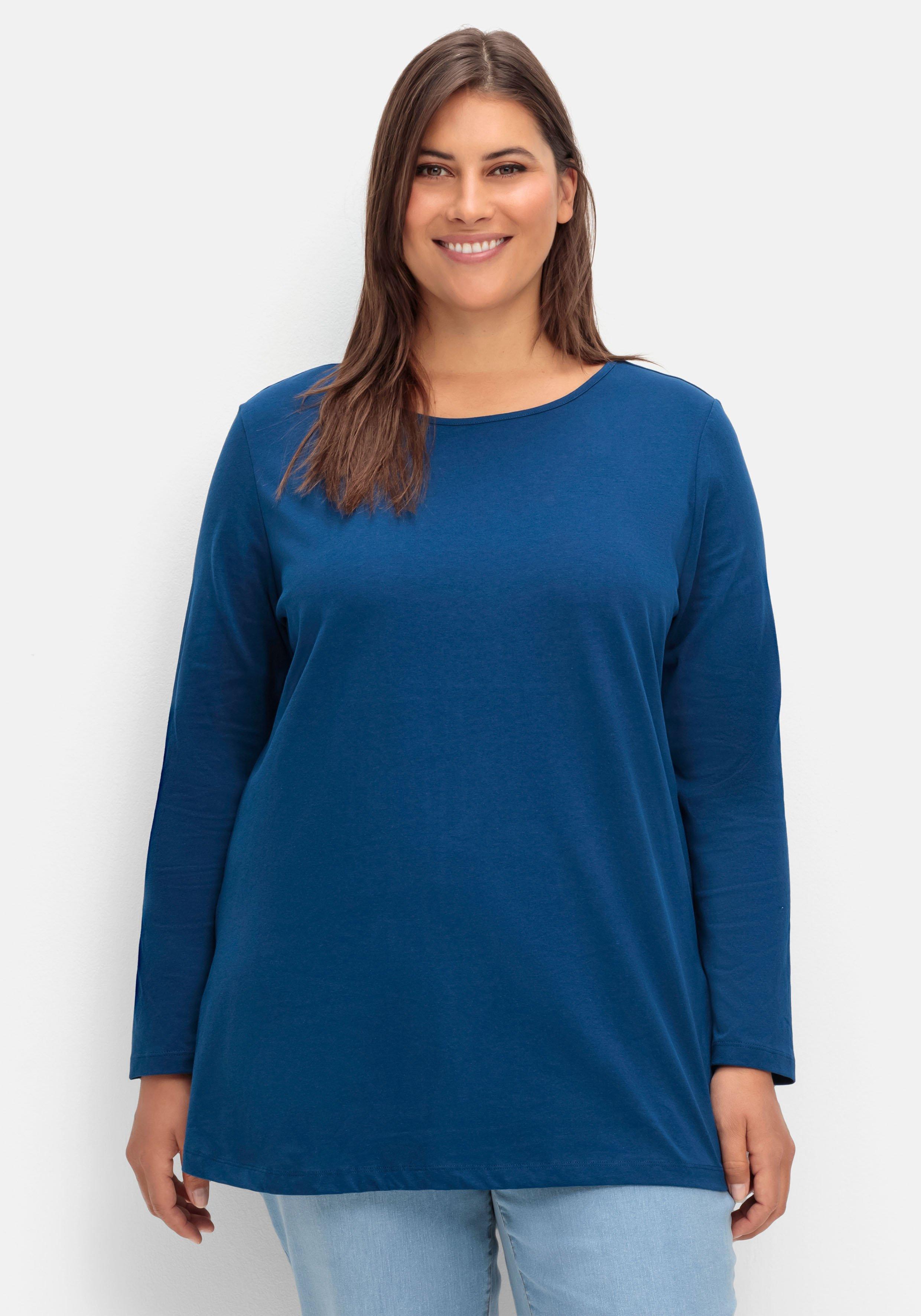 sheego Longshirt mit hohen Seitenschlitzen - marine sheego