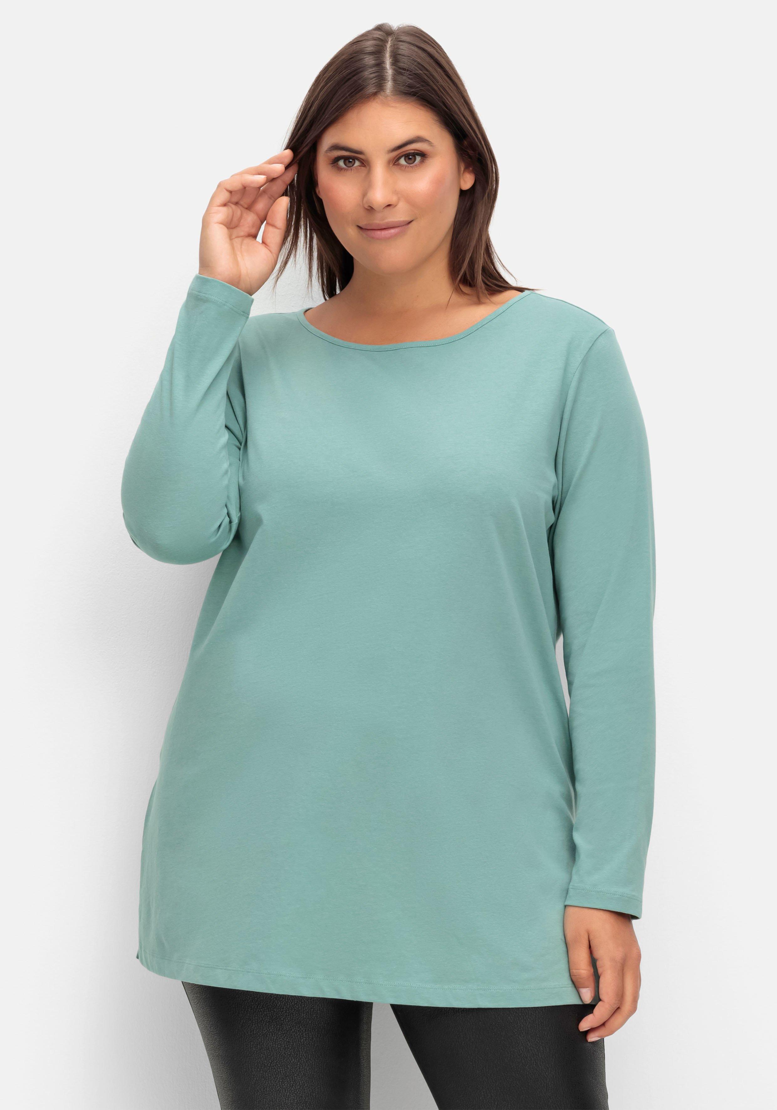 sheego Longshirt mit hohen Seitenschlitzen - jade sheego