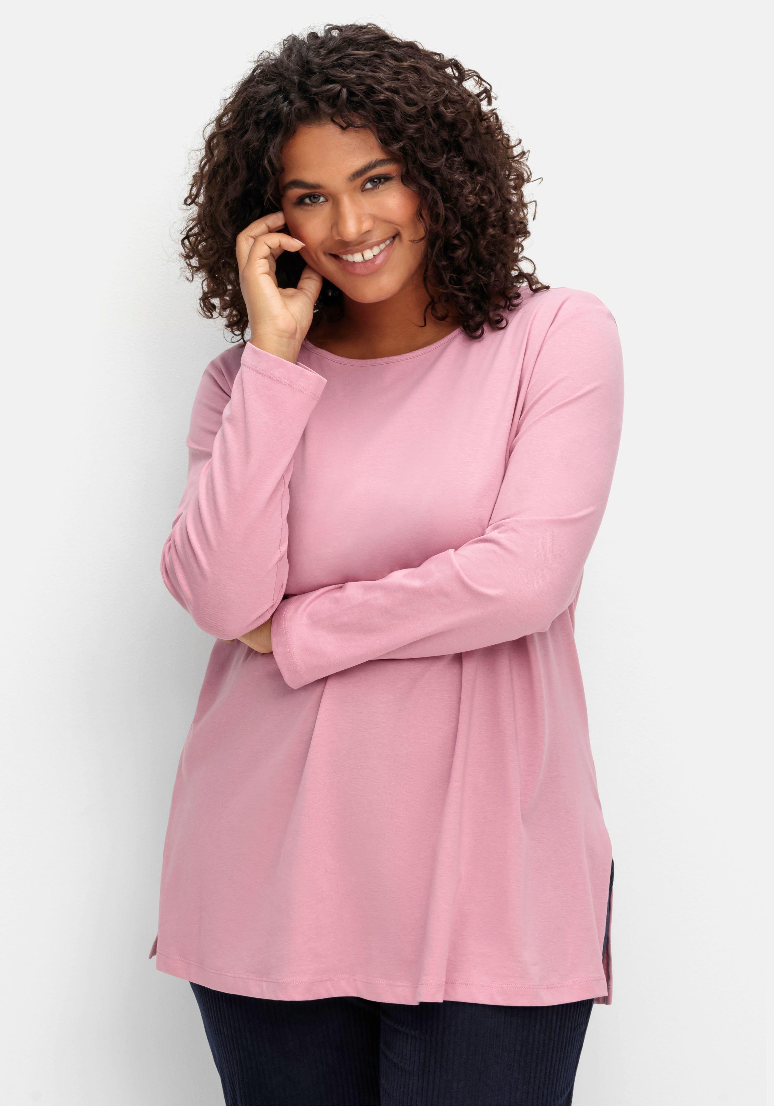 sheego Longshirt mit hohen Seitenschlitzen - altrosa sheego