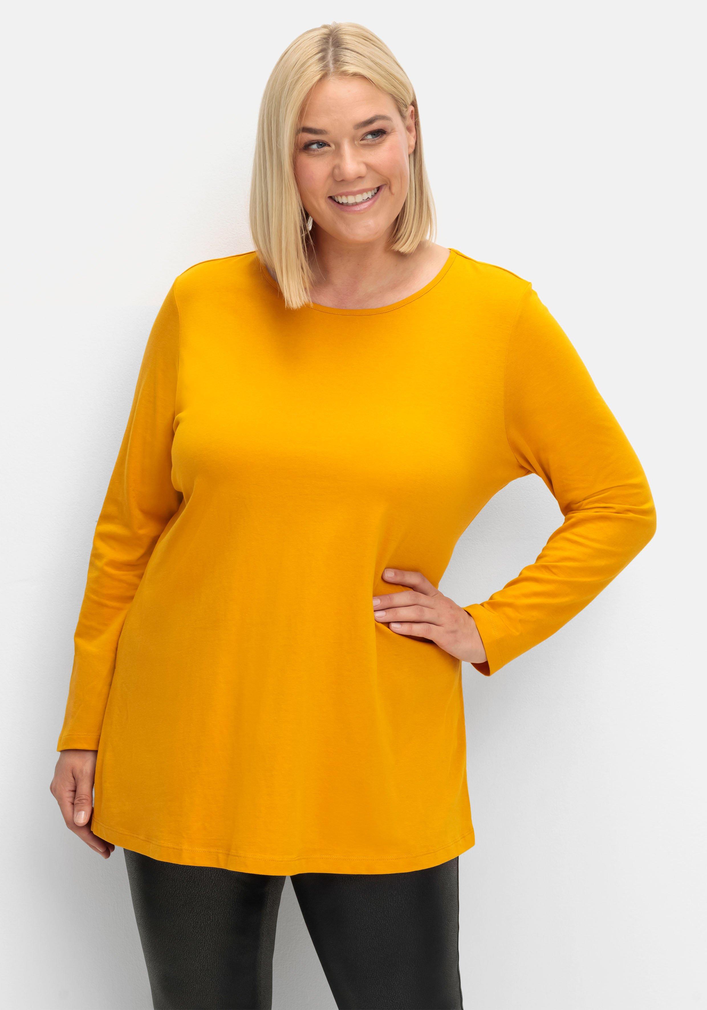 sheego Longshirt mit hohen Seitenschlitzen - curry sheego