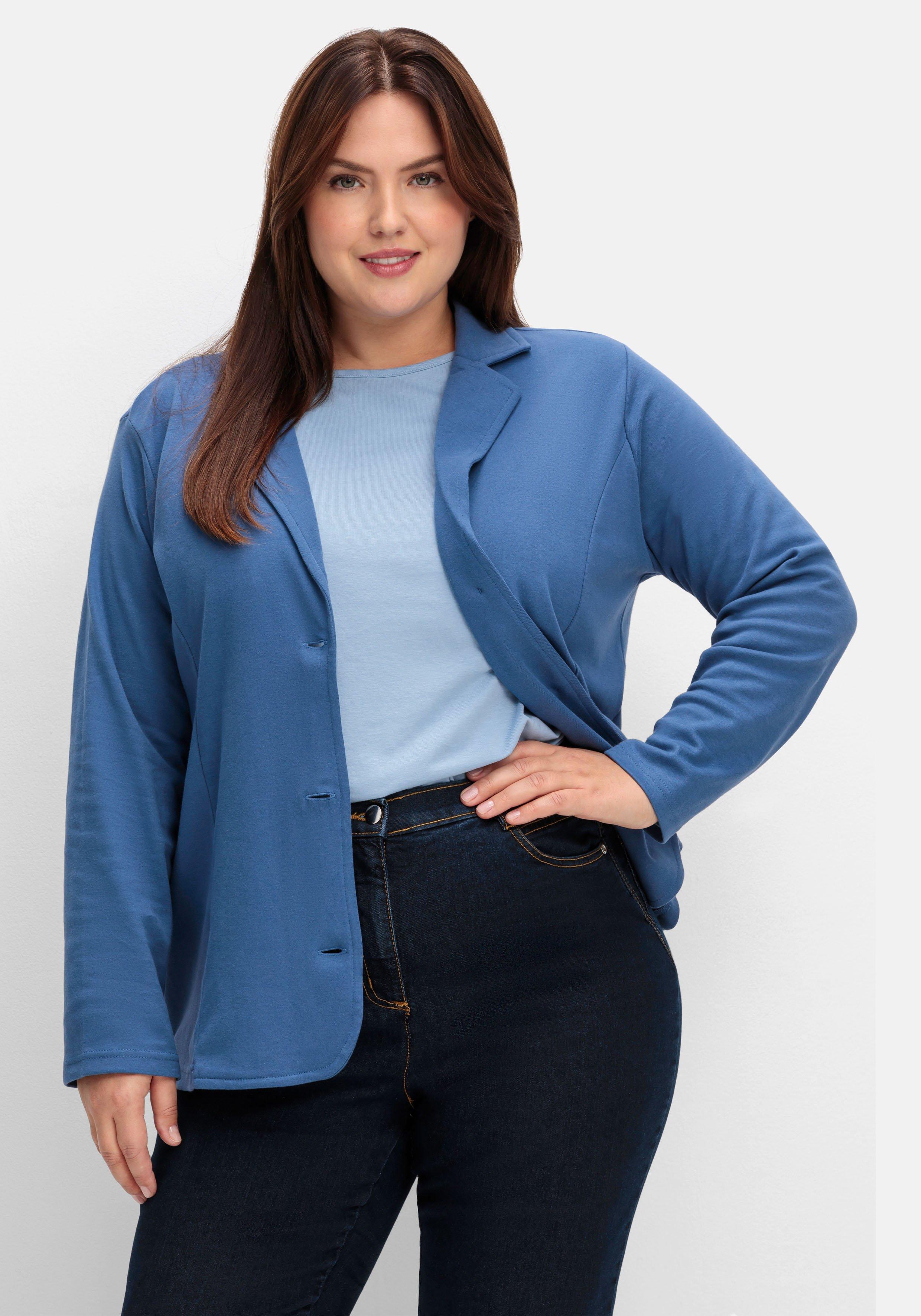 sheego Jerseyblazer mit Reverskragen und Knopfverschluss - jeansblau sheego