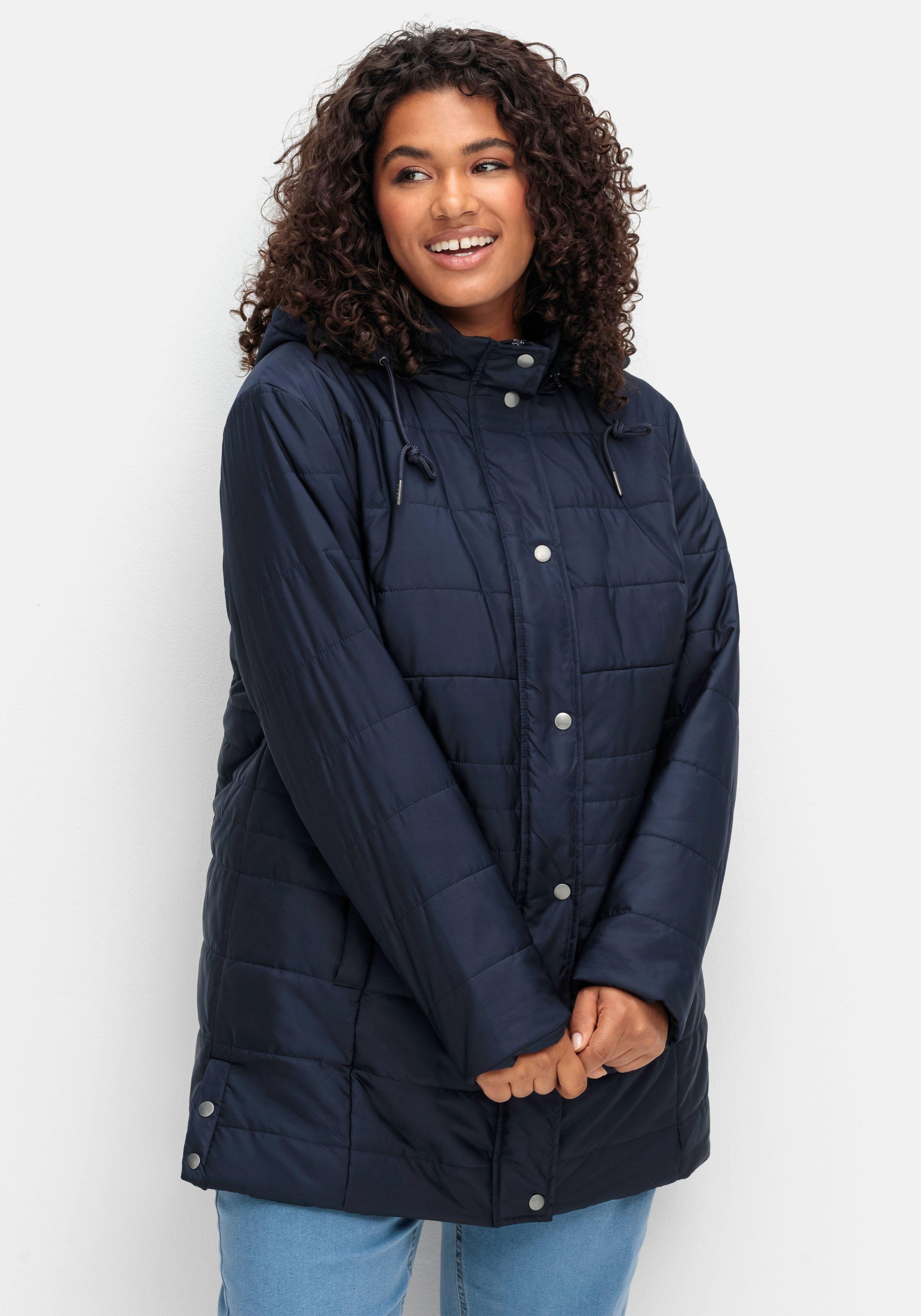 sheego Warm wattierte Steppjacke mit Kapuze - marine sheego