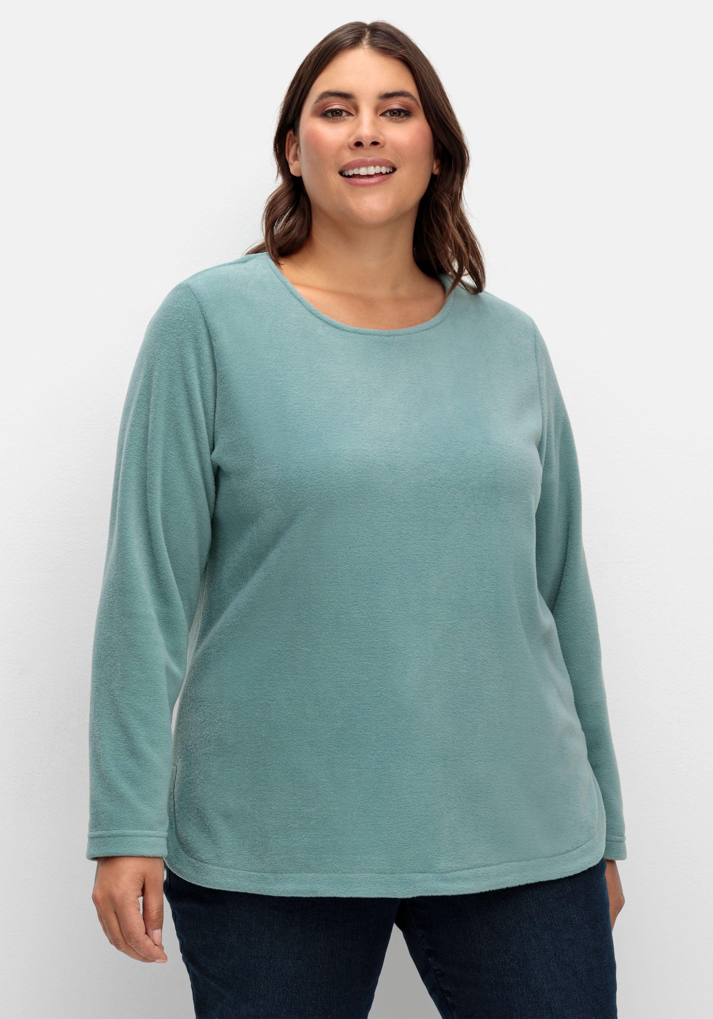 Fleeceshirt mit abgerundetem Saum - jade | sheego