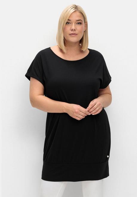 Oversize-Shirt mit breitem Saumbündchen - schwarz - 40/42