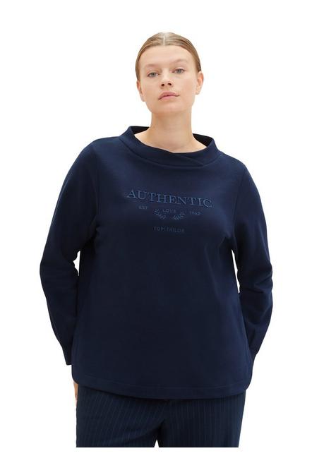 Sweatshirt mit Stehkragen und Stickerei vorn - marine - 44