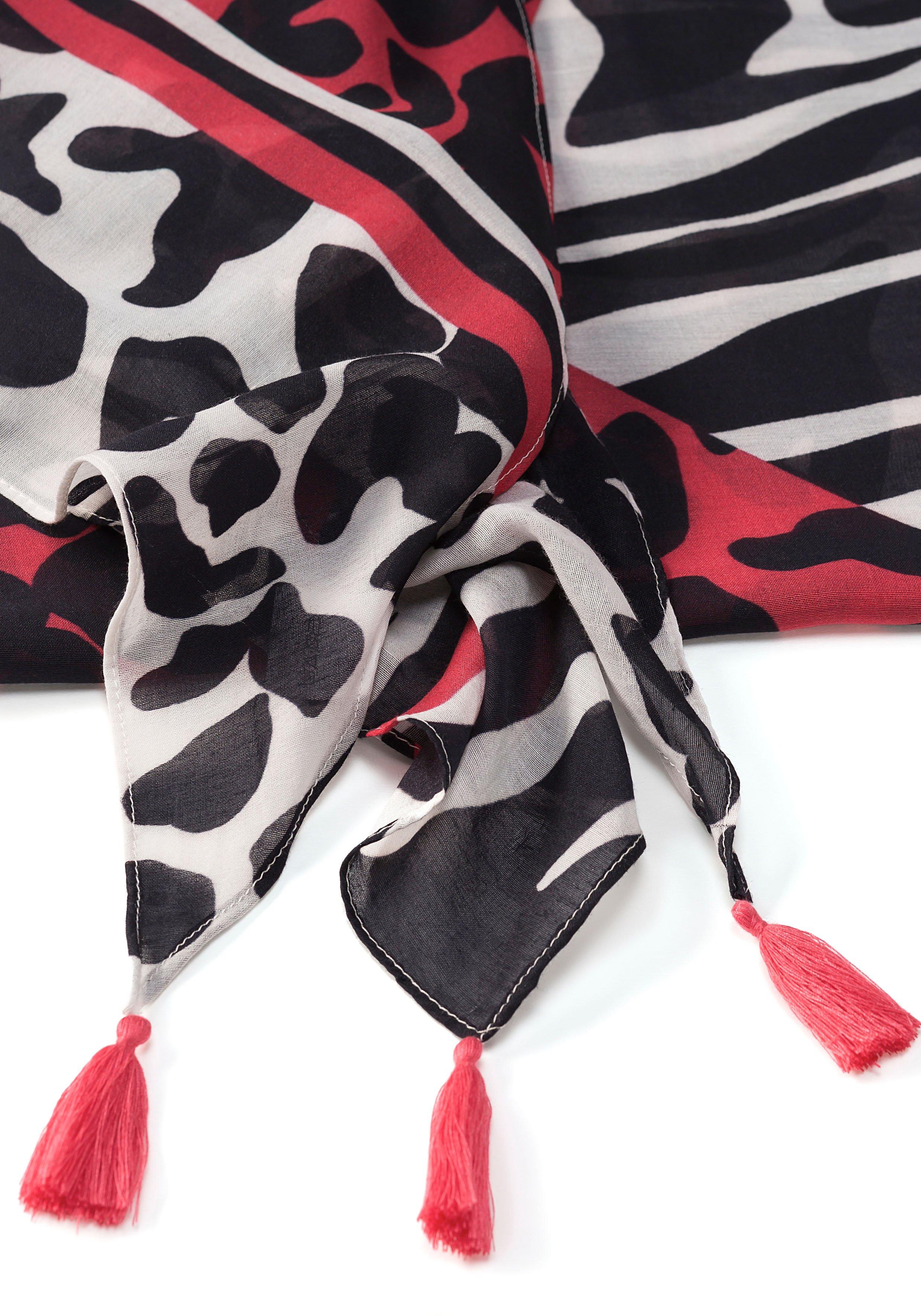 Thumbnail - Sheego Dreieckstuch im Animalprint, mit Tasseln