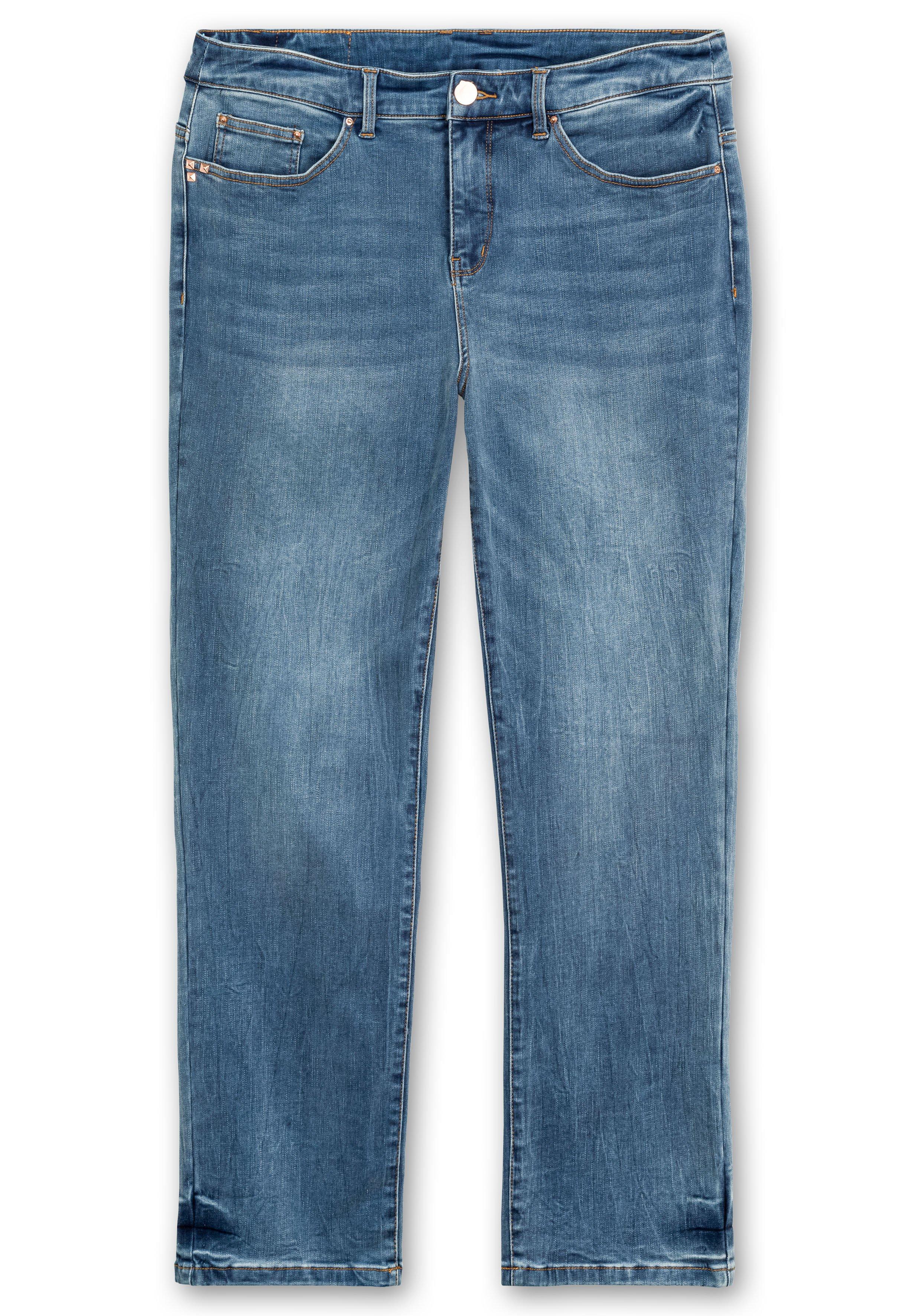 Gerade Stretch-Jeans mit Bodyforming-Effekt - blue Denim sheego 