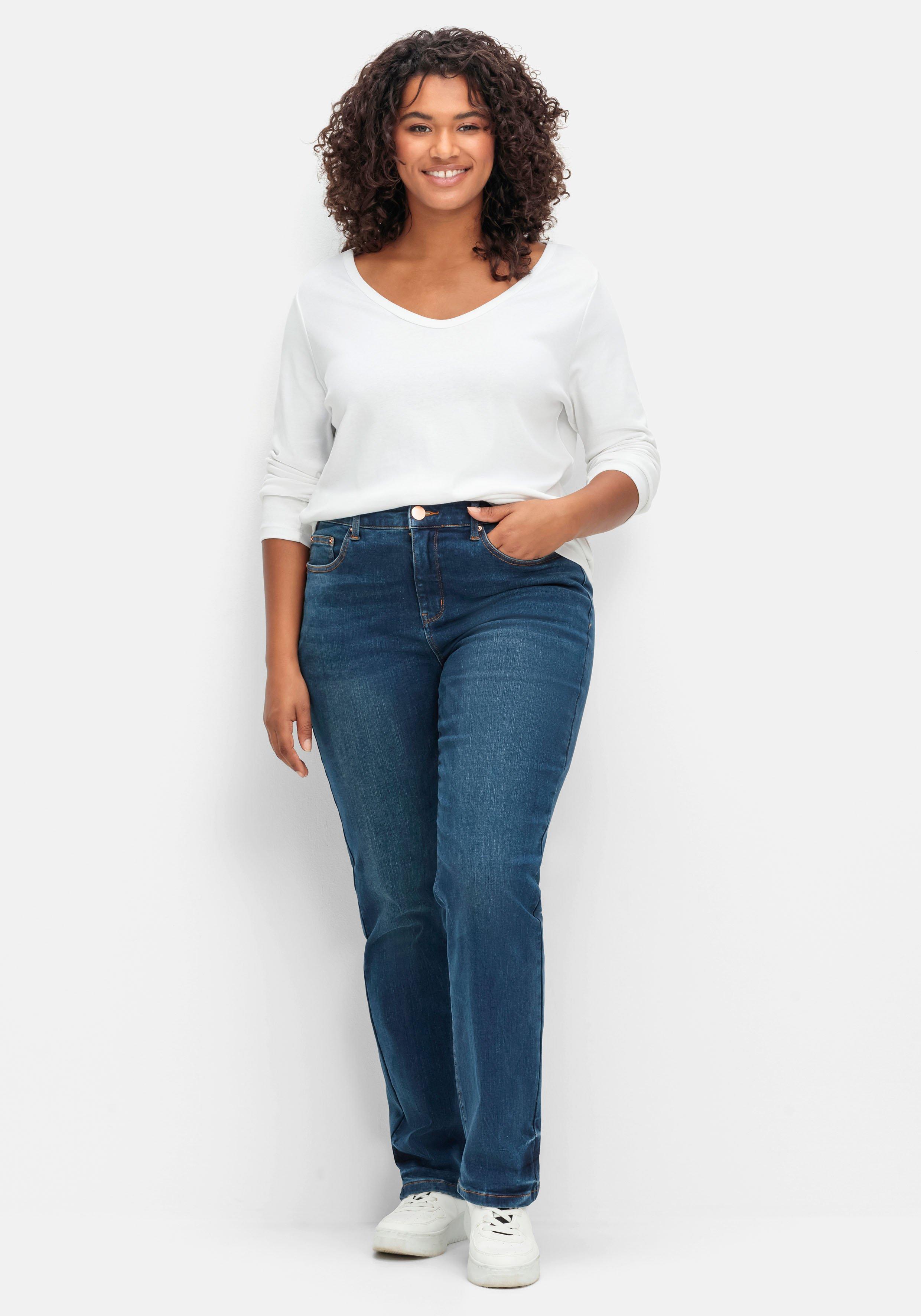 Gerade Stretch-Jeans - blue Bodyforming-Effekt | sheego mit Denim