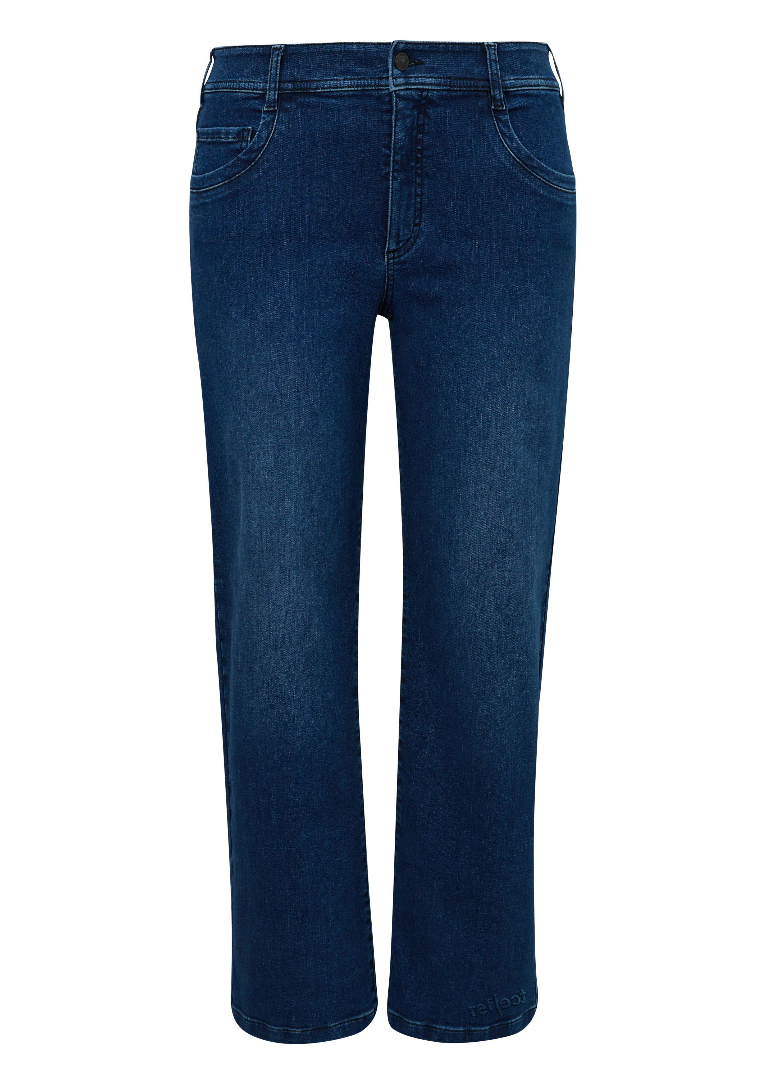 Große Größen: Weite Five-Pocket-Jeans mit Used-Effekten, blue Denim, Gr.44-54