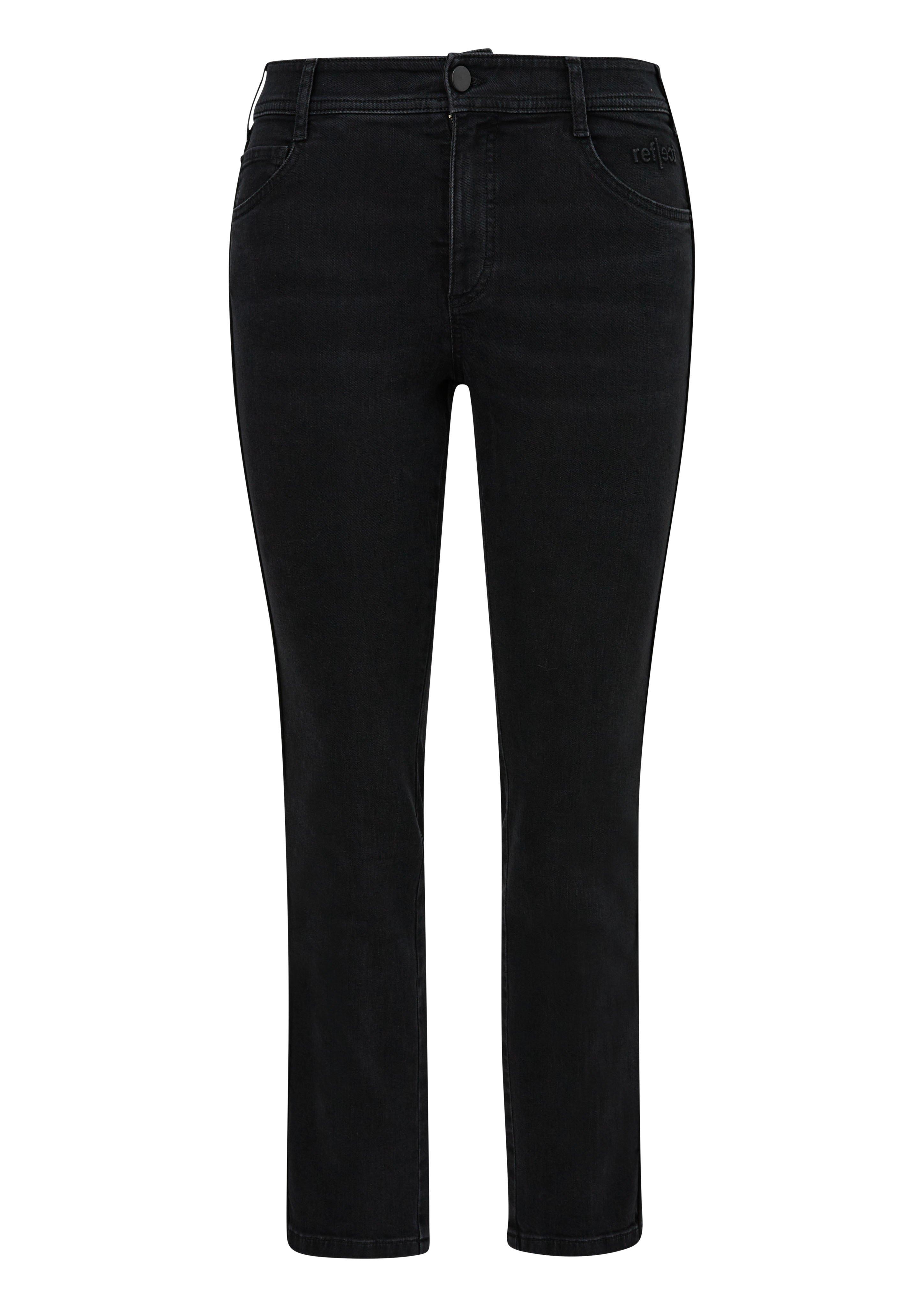 Große Größen: Schmale Jeans mit kontrastfarbener Seitennaht, black Denim, Gr.44-54 product