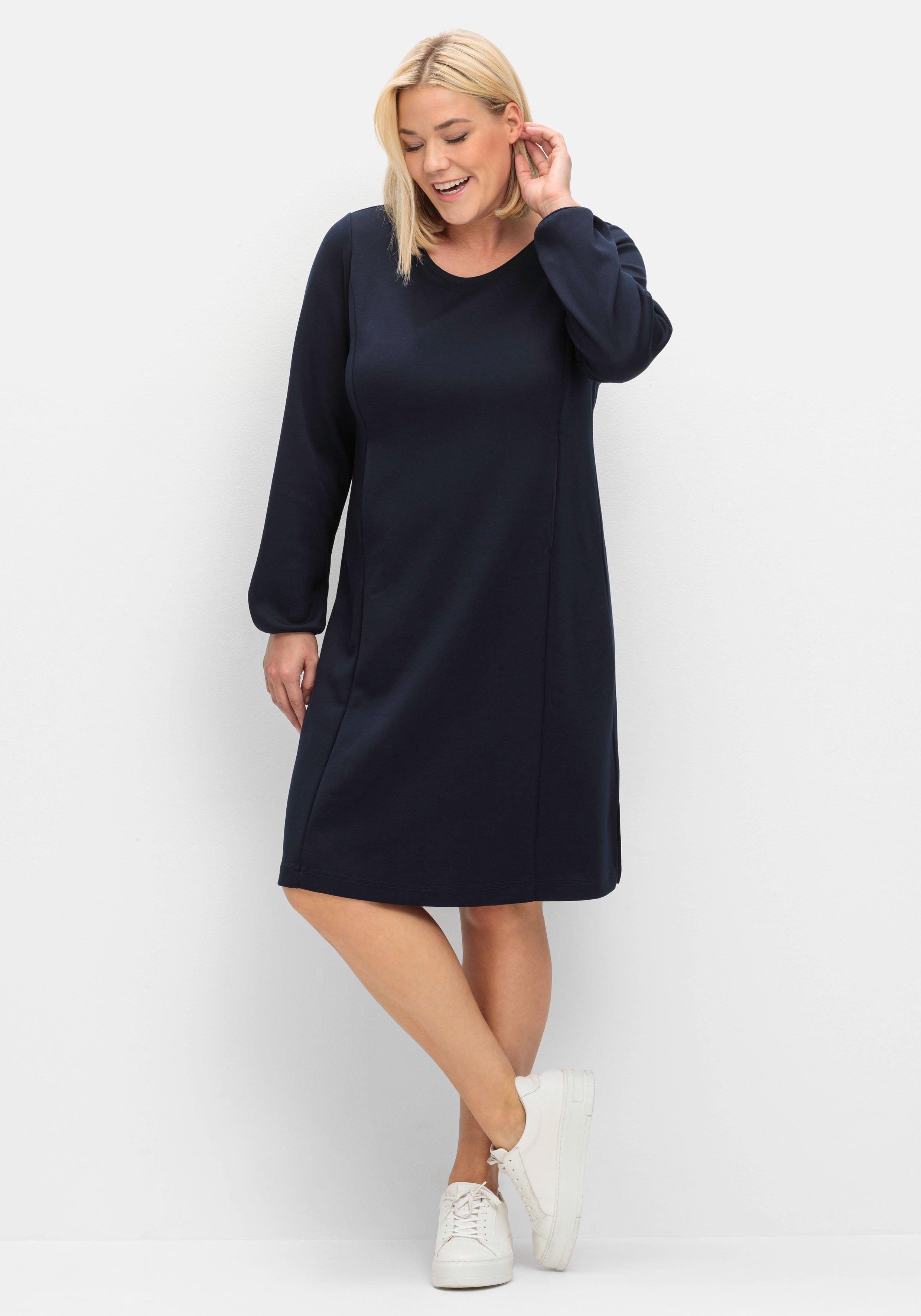 sheego Shirtkleid in schwerer Qualität, mit Raffung hinten - tiefblau sheego