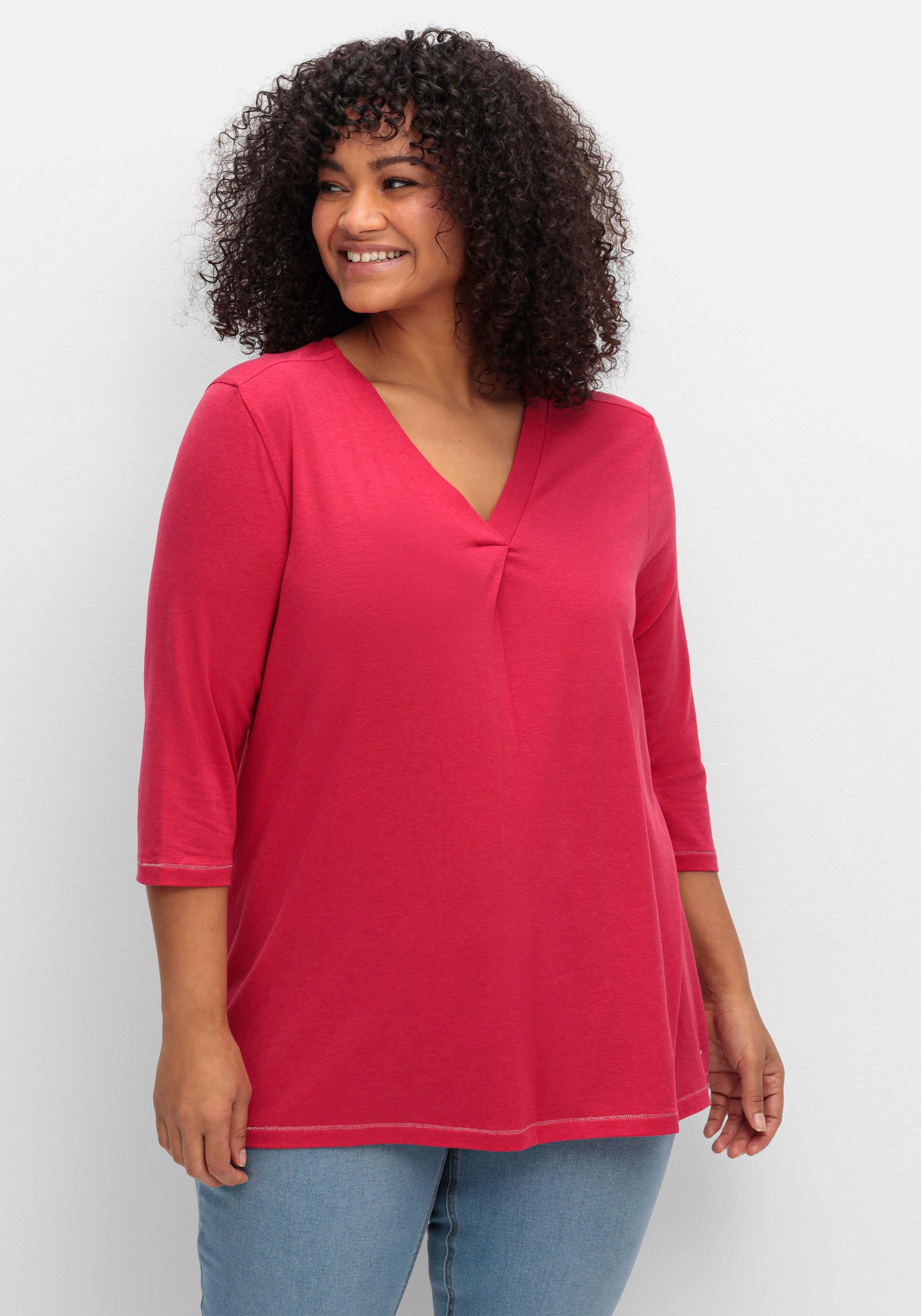 sheego 3/4-Arm-Shirt in leichter A-Linie, mit TENCEL™ Lyocell - magenta sheego