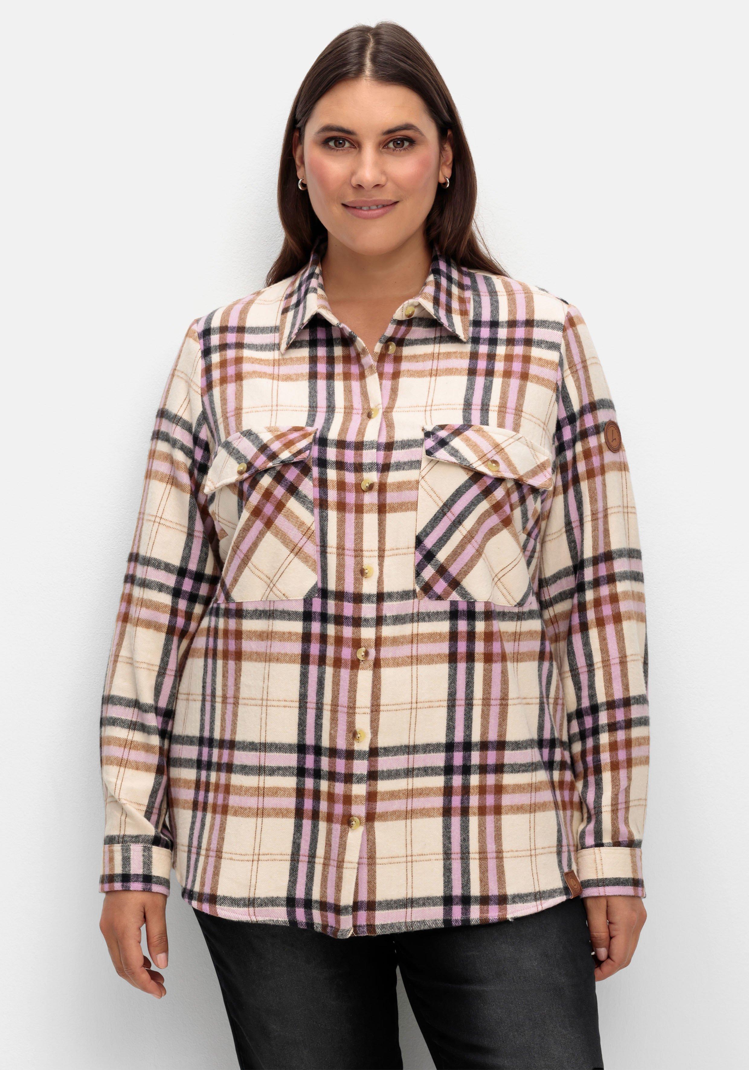 sheego x Collection L. Karierte Bluse aus weich angerautem Flanell - beere gemustert sheego