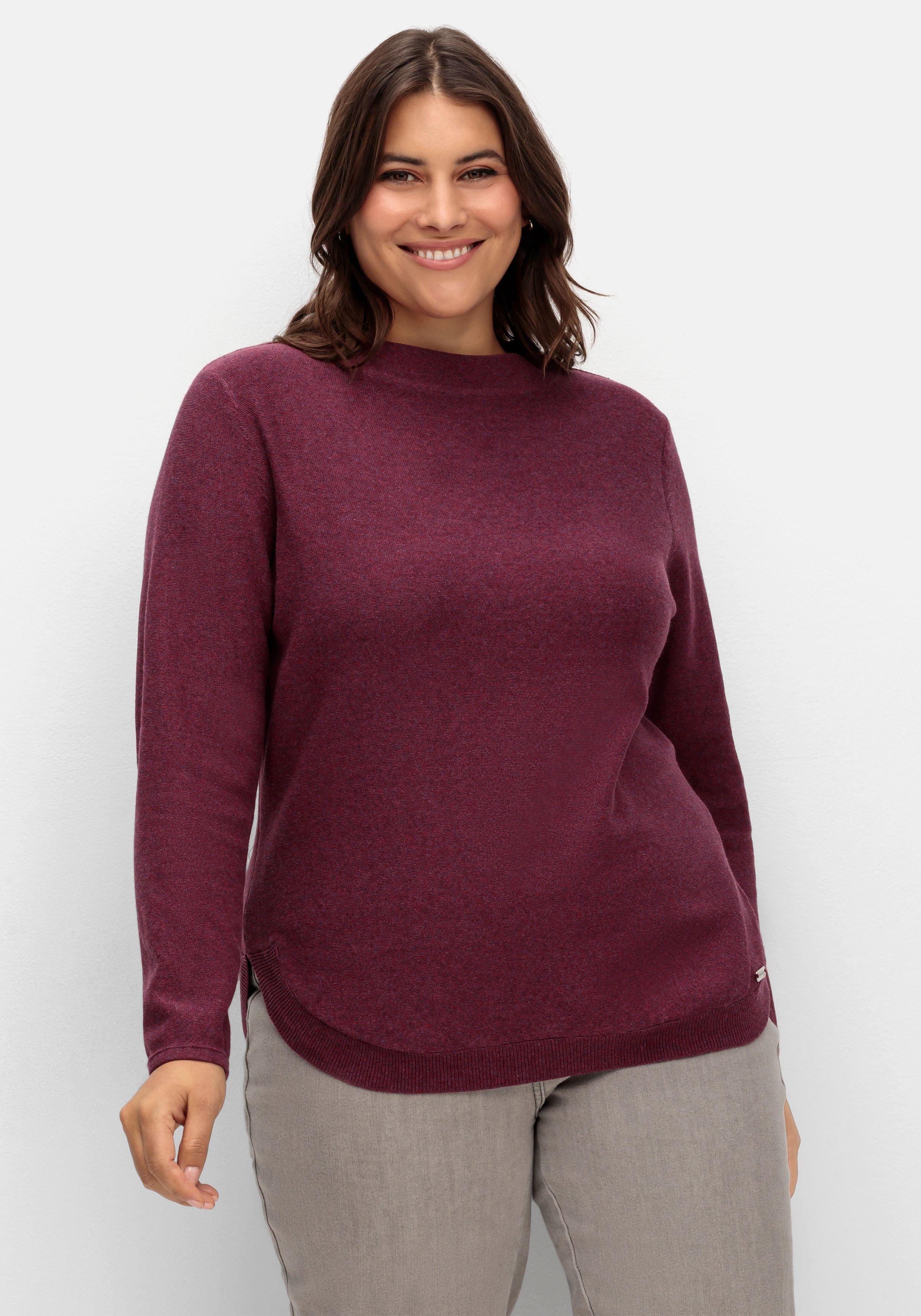 sheego x Collection L. Pullover mit Stehkragen und gerundetem Saum - bordeaux sheego