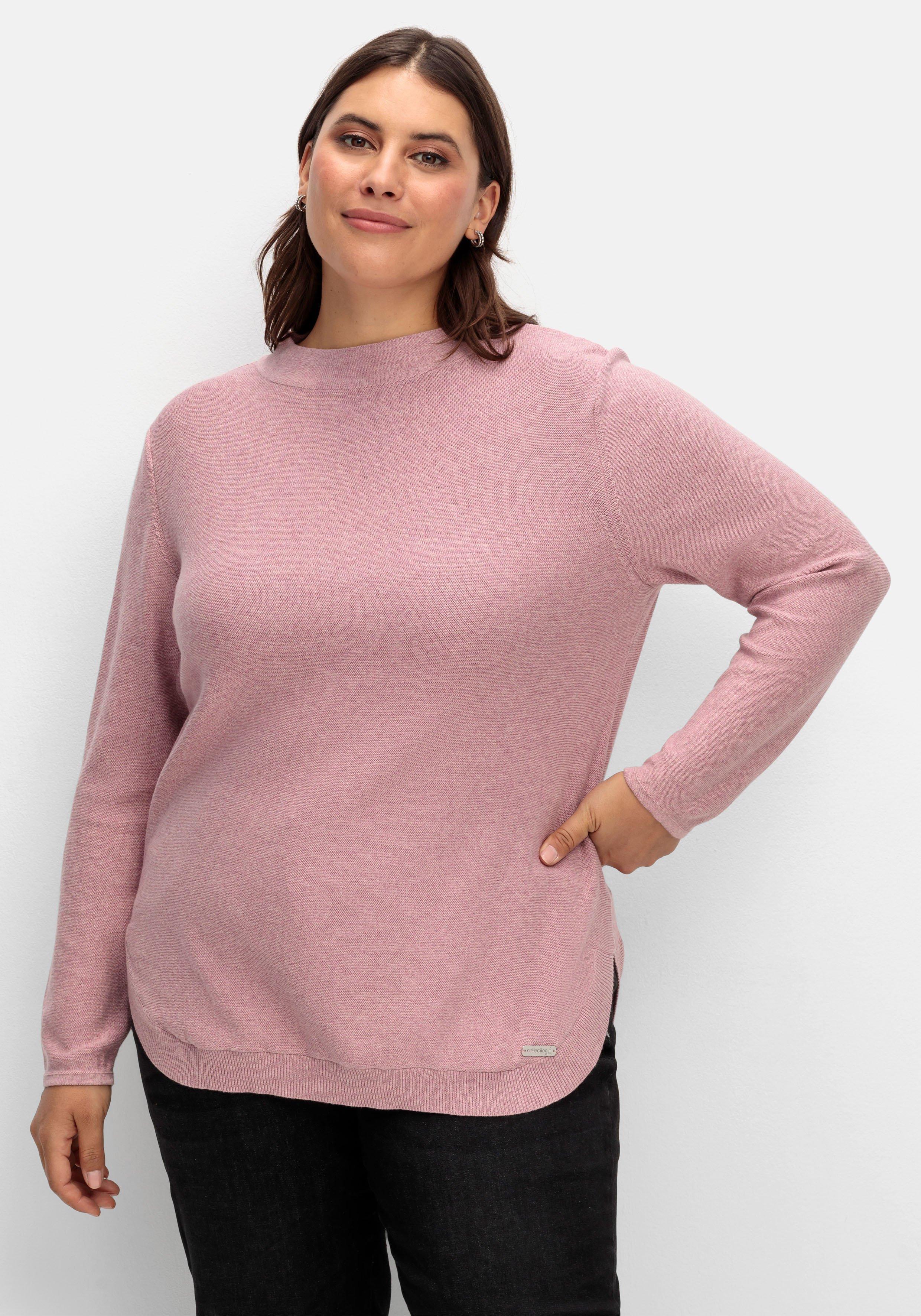 sheego x Collection L. Pullover mit Stehkragen und gerundetem Saum - rosé sheego